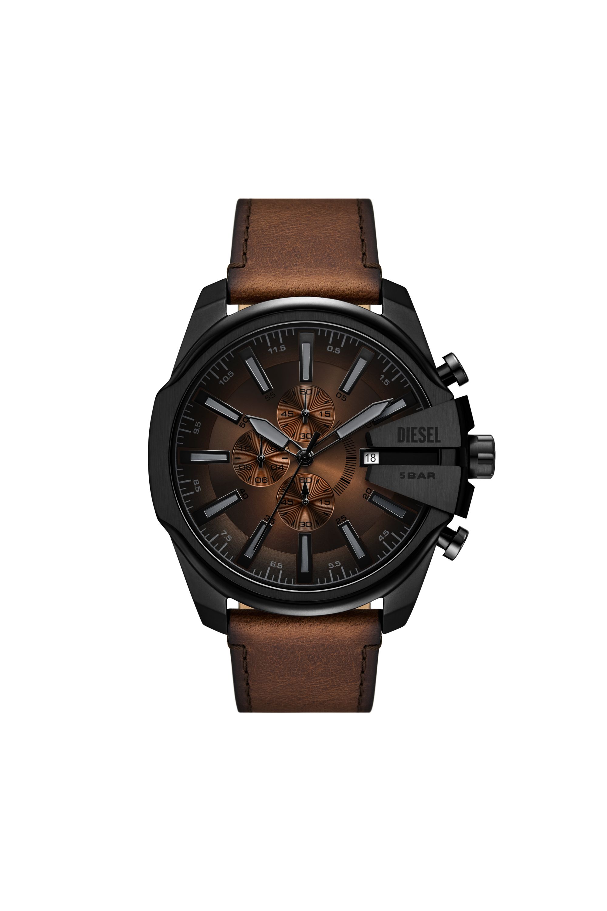 Diesel Men's Brown - Mega Chief Slim Leather Watch - Timeframes - Man Uni