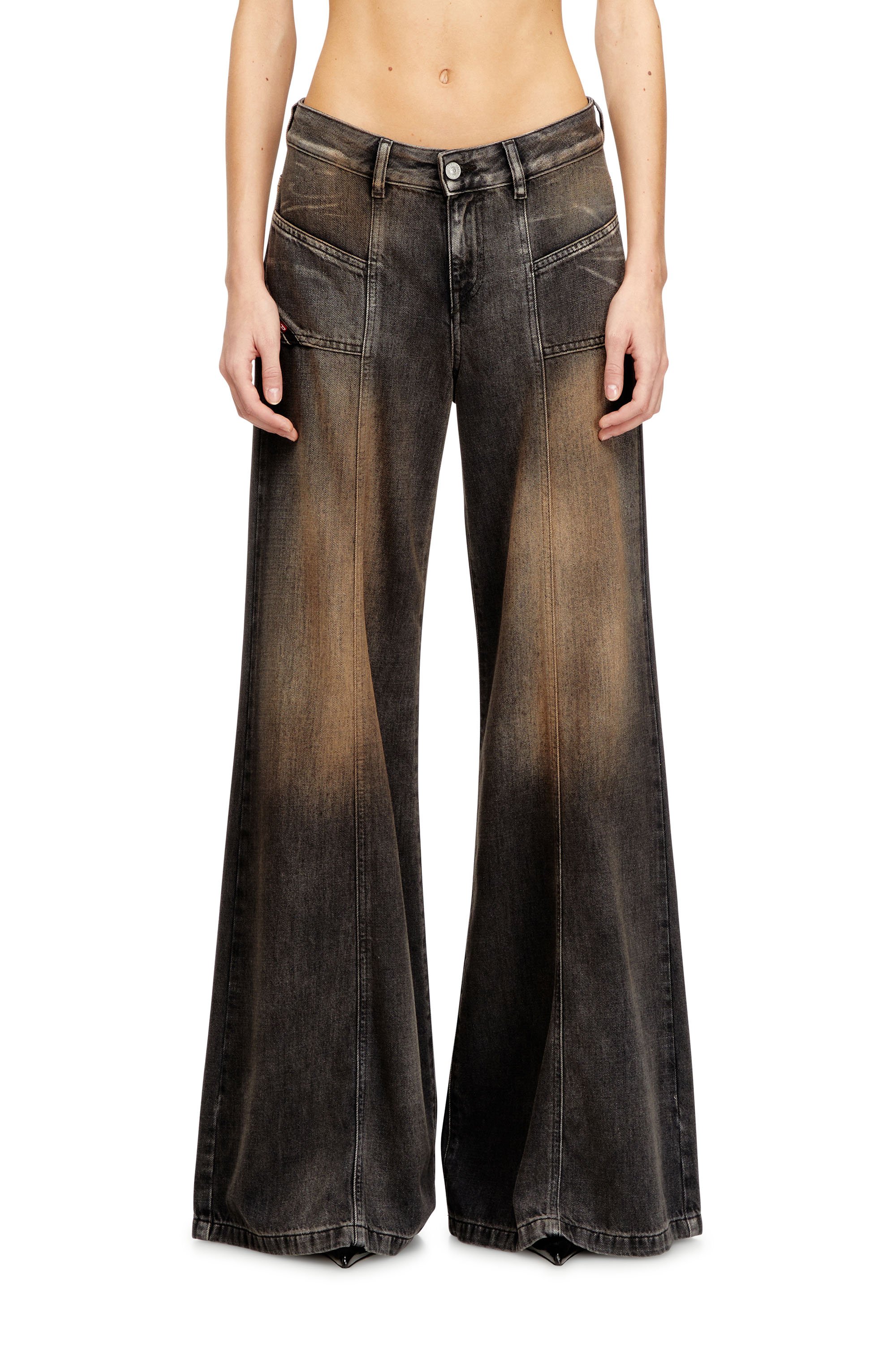 Diesel Flare Jeans In Brown