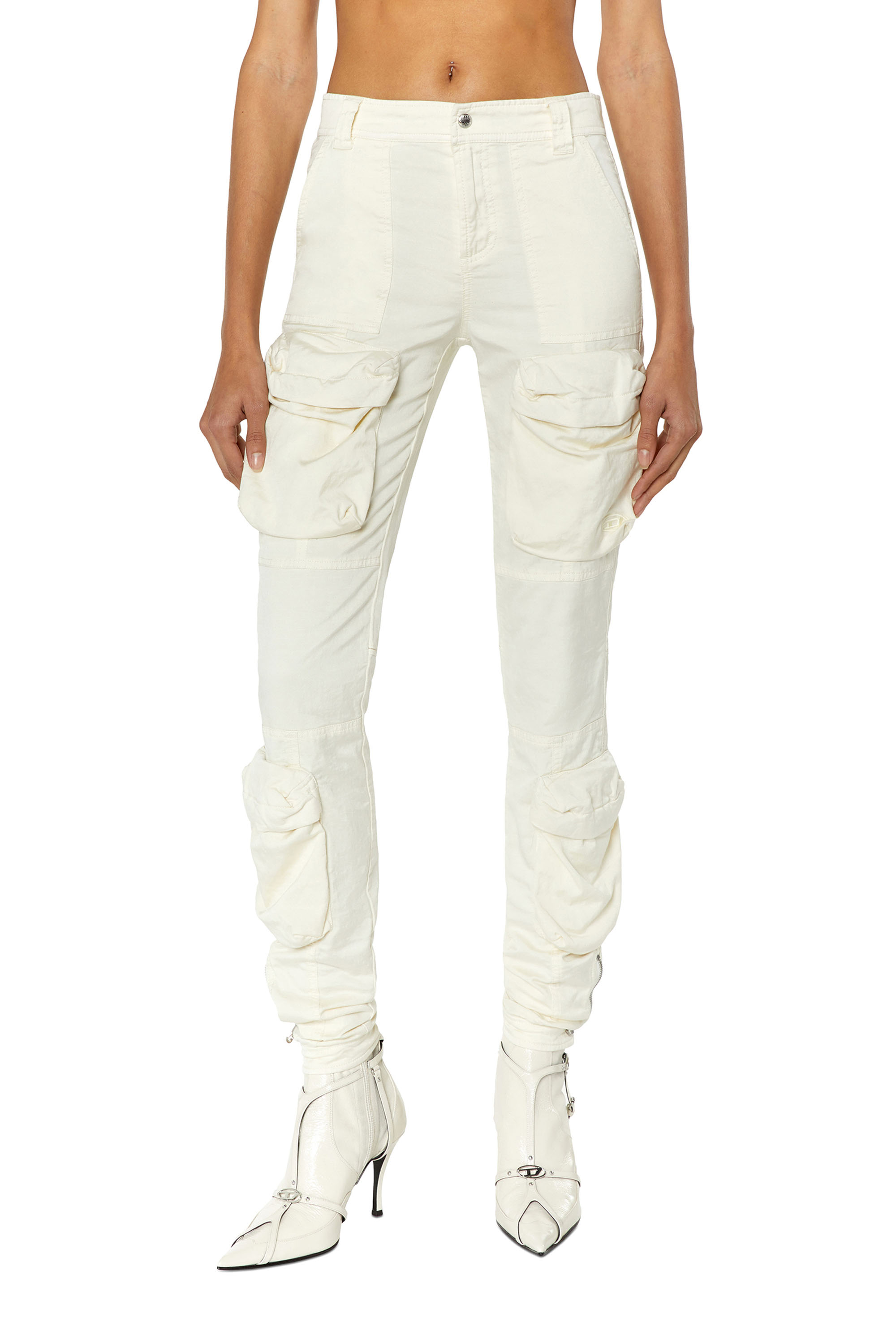 Diesel - Cargo pants in stretch satin - Pants - Woman - White
