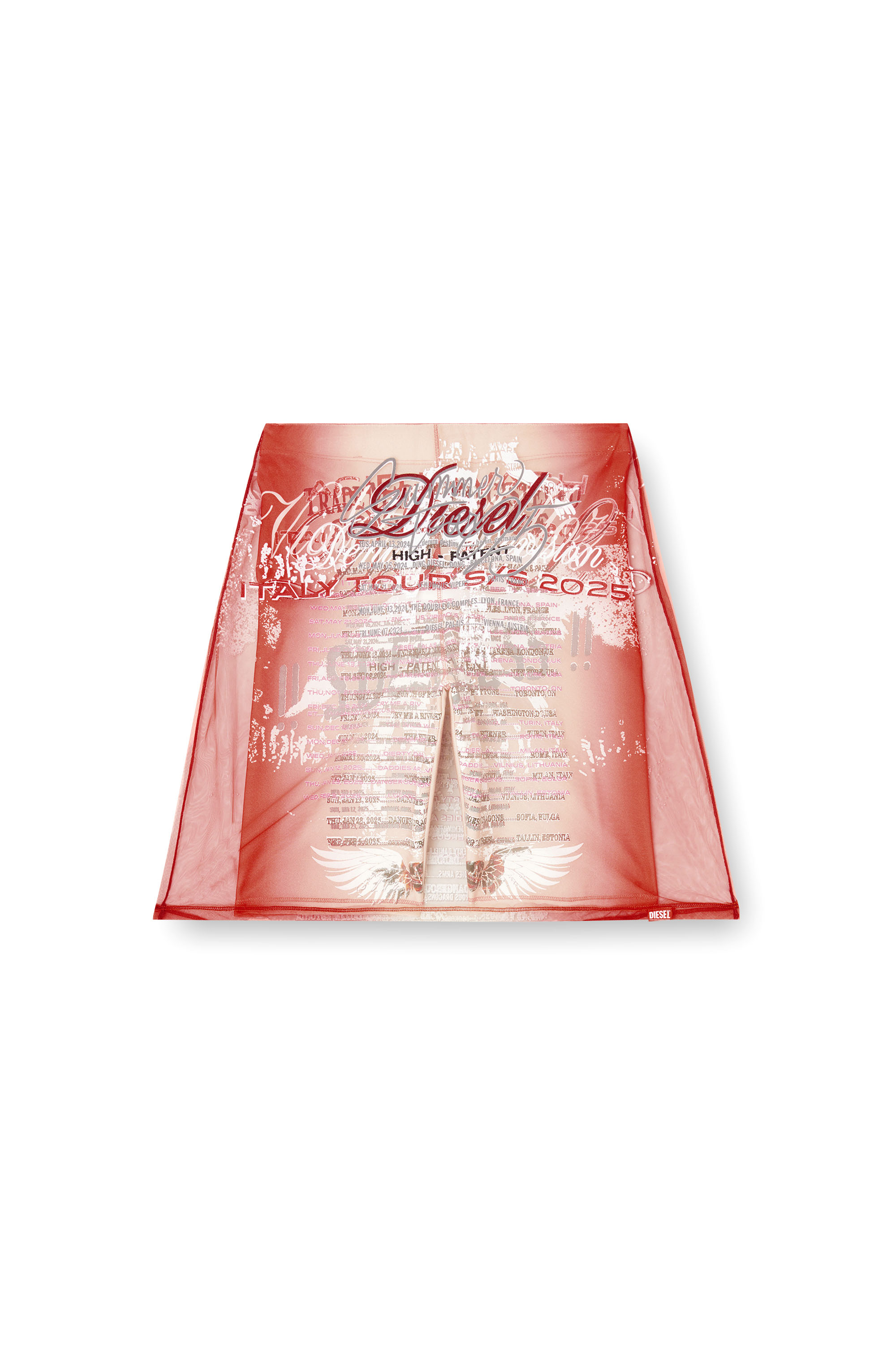 Diesel - O-LYMPIAC, Woman's Layered skirt with lyrics print in Pink - 3