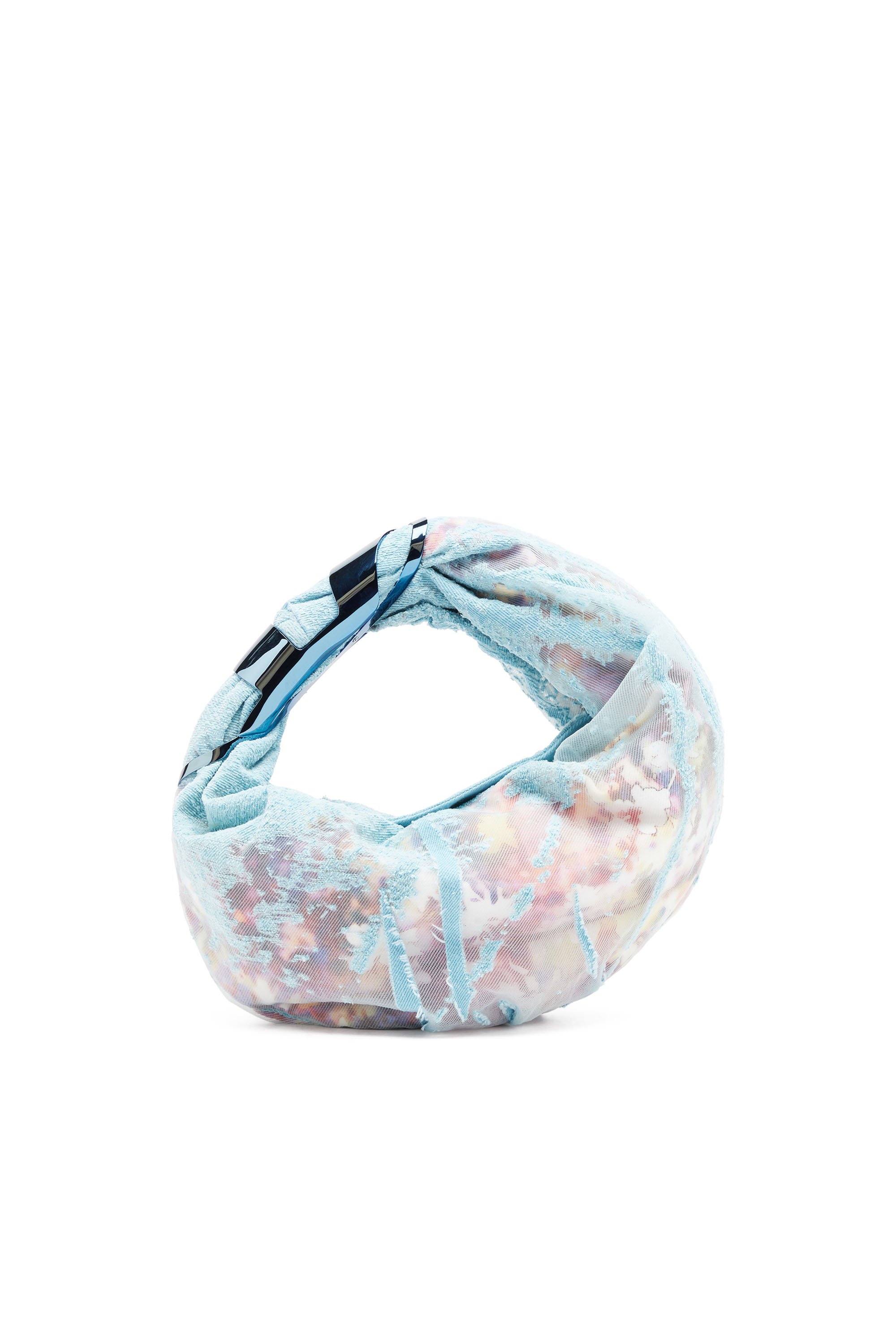 Diesel - Grab-D Hobo S - Hobo bag in flower devoré denim - Shopping and Shoulder Bags - Woman - Blue