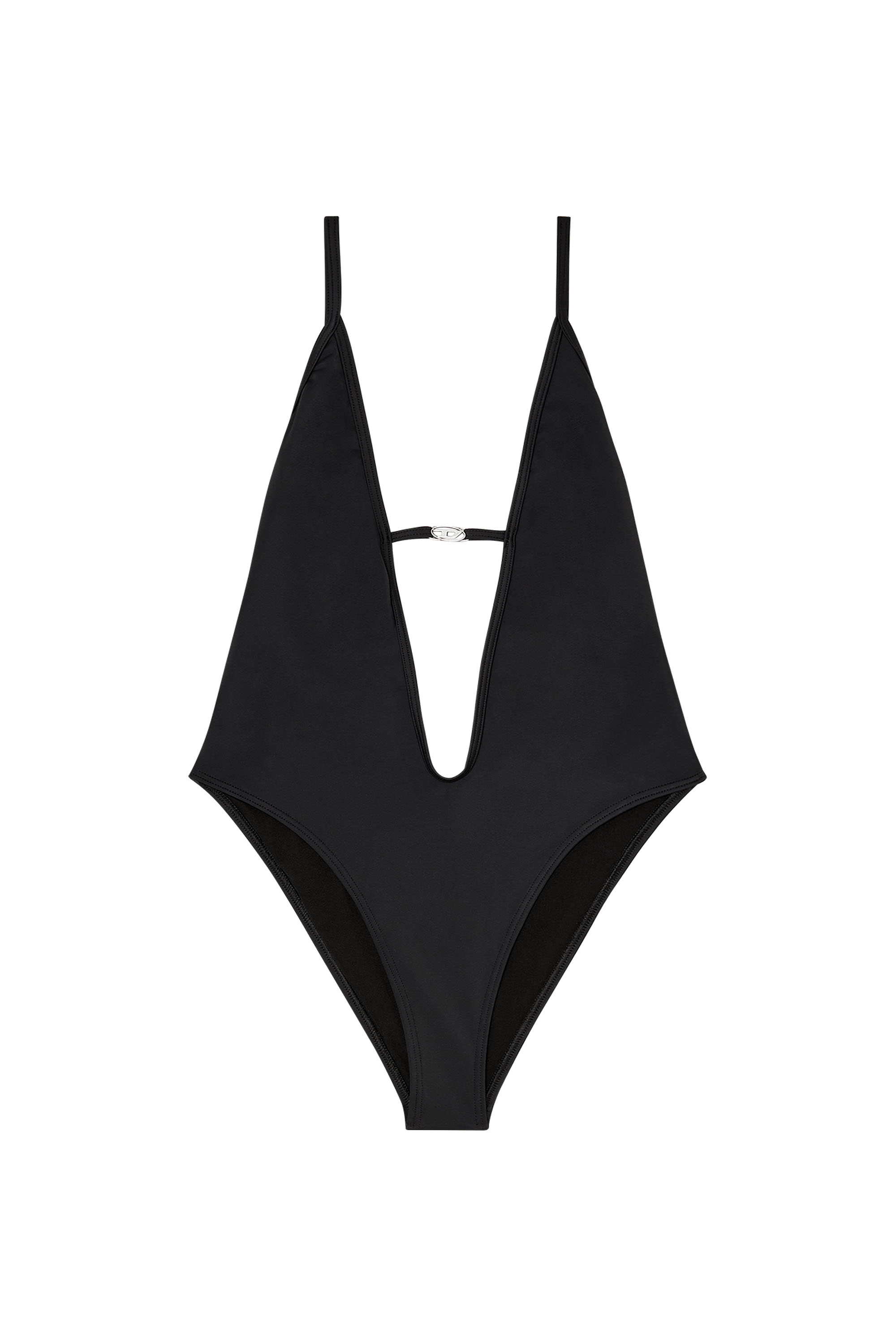 Diesel - DAISY-DNM, Woman's Swimsuit in nylon with deep neckline in Black - 6