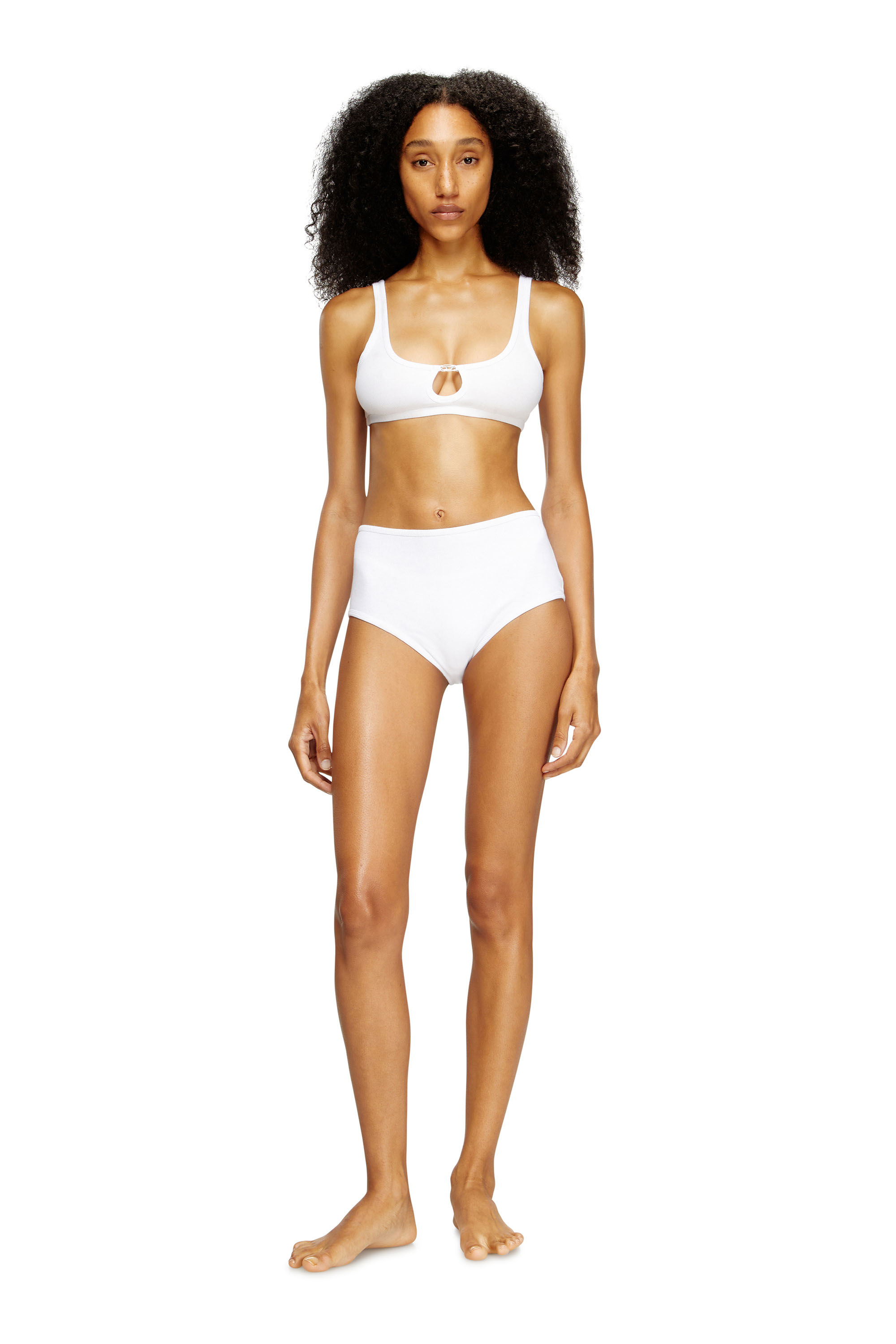 Diesel - FLORENCE-DNM, Woman's Soft bra in cotton rib with jewel Oval D in White - 2