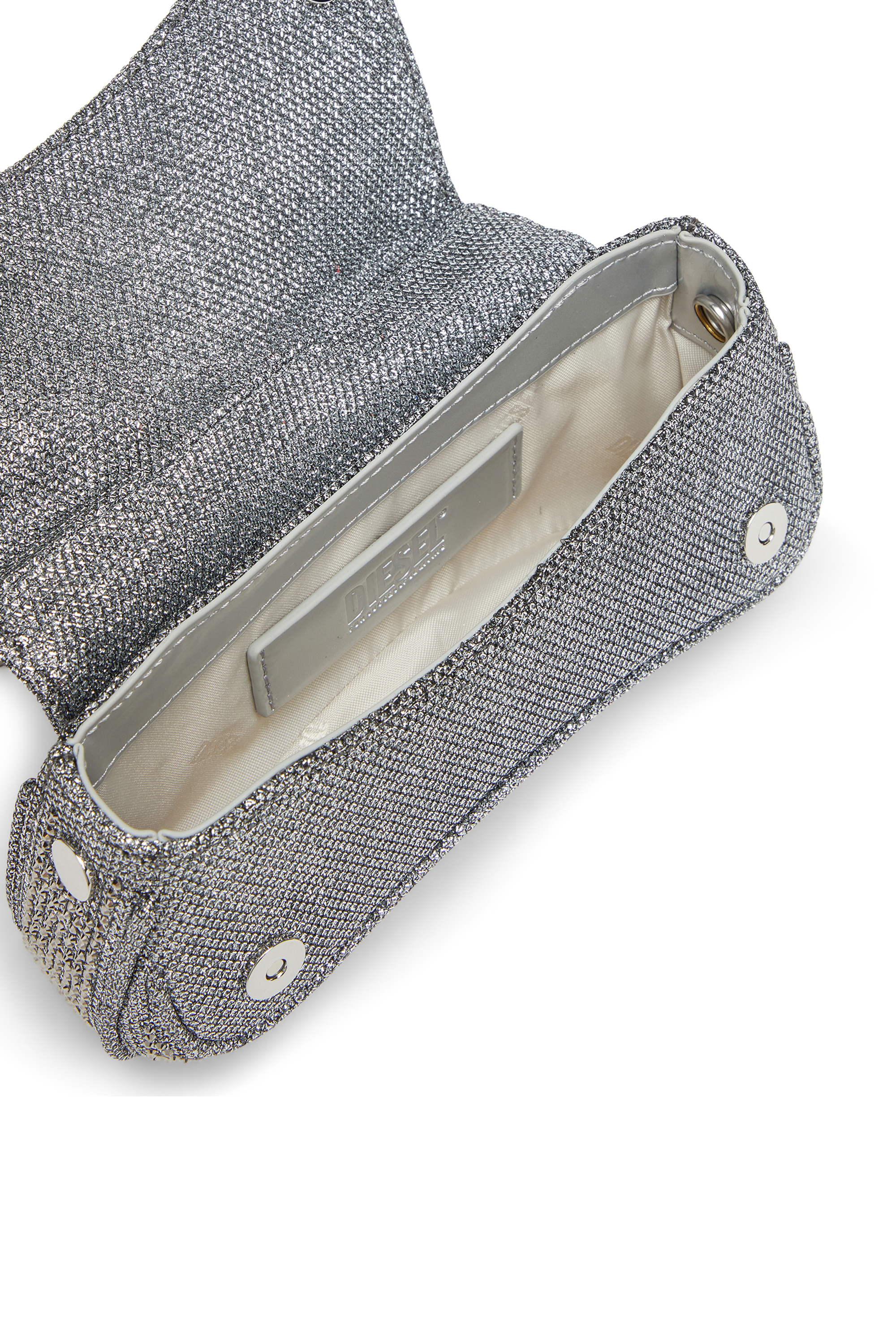 Diesel - PLAY CROSSBODY XS, Woman's Play-Mini crossbody bag in crystal Lurex in Silver - 4