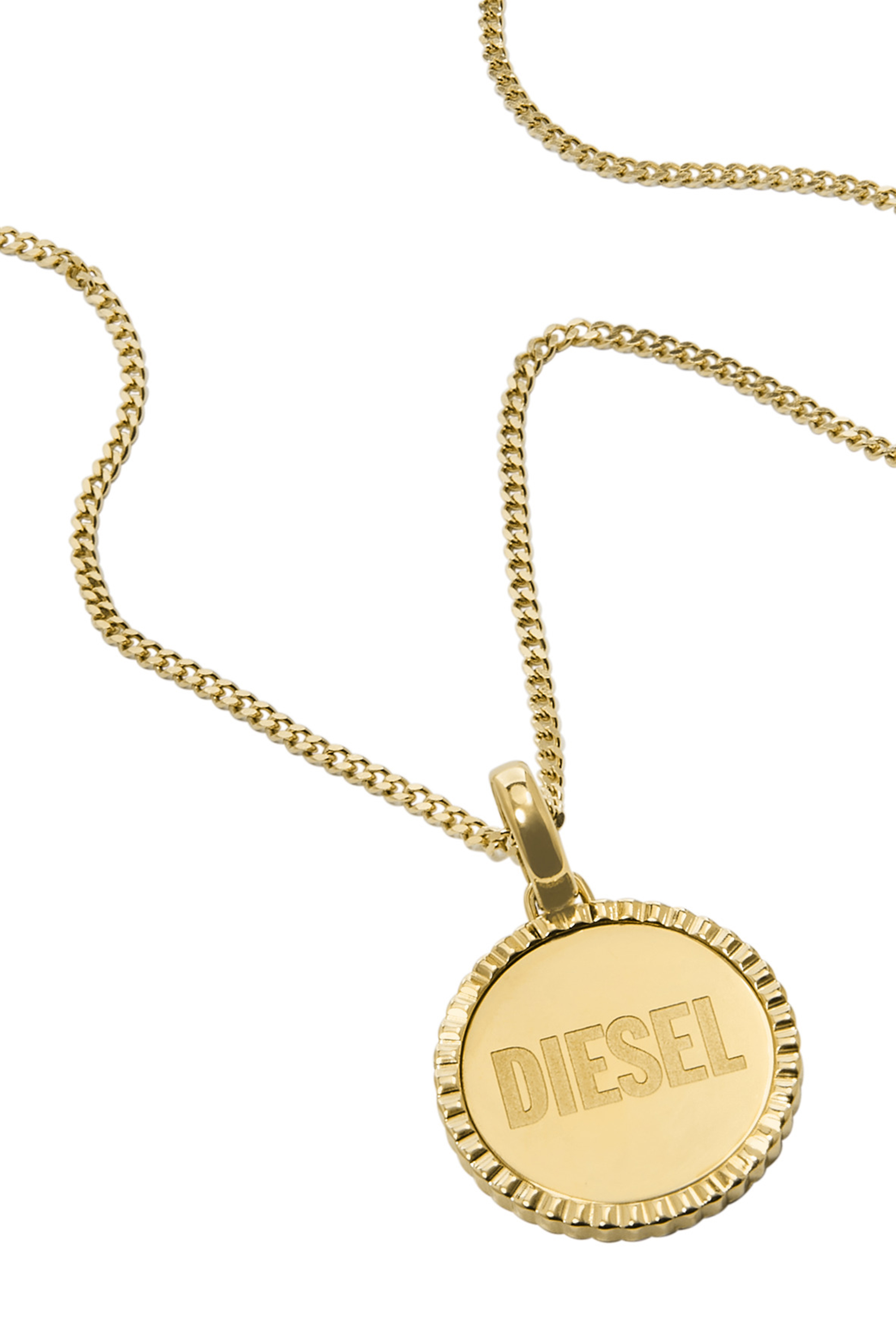 Diesel Collana In Acciaio Inossidabile Oro Con Ciondolo