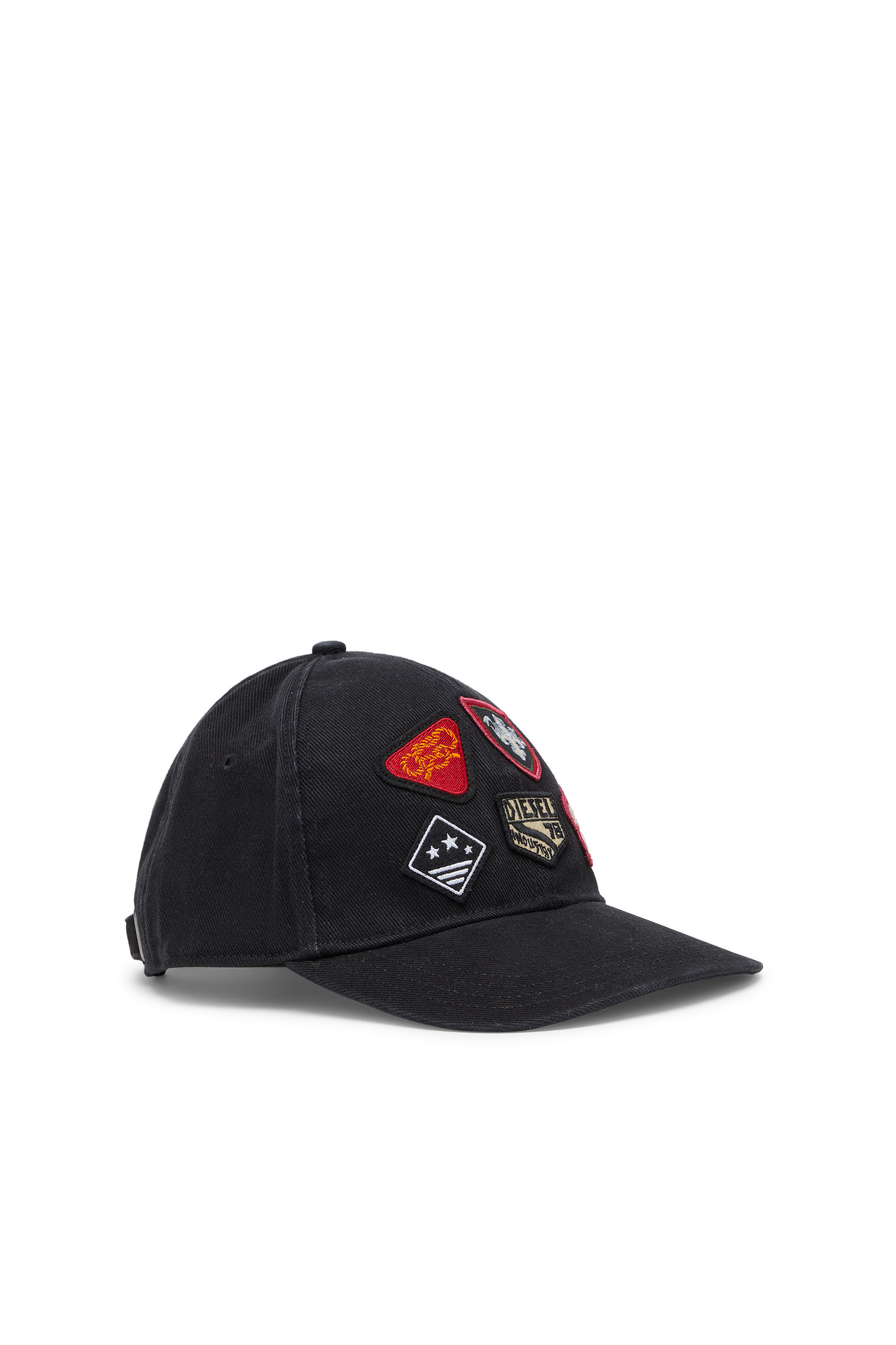 Diesel Men's Black - Baseball Cap With Embroidered Patches - Caps - Man Size 02