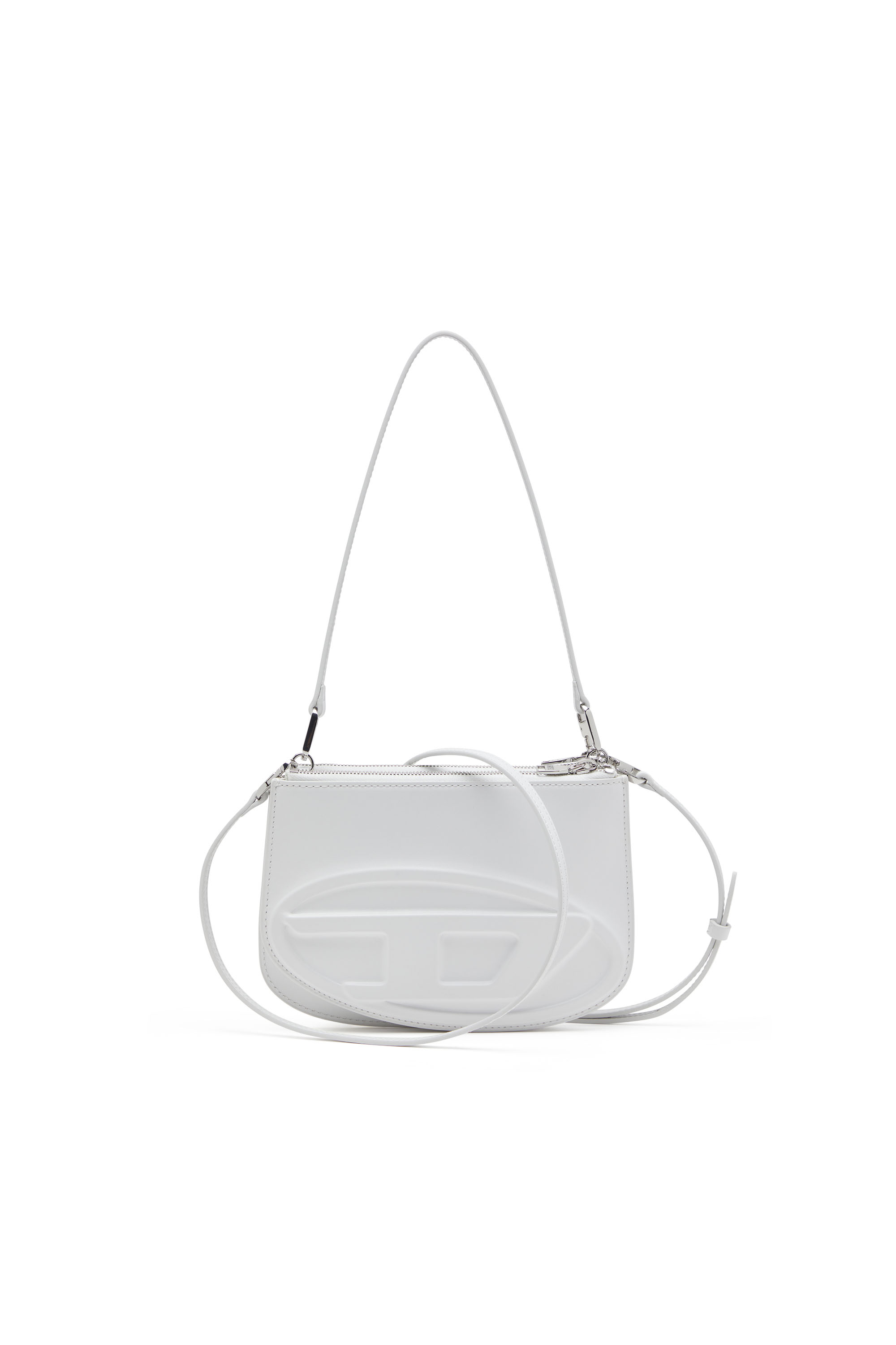 Diesel - 1DR Twin-Double-pouch shoulder bag in printed leather - Shoulder Bags - Woman - White
