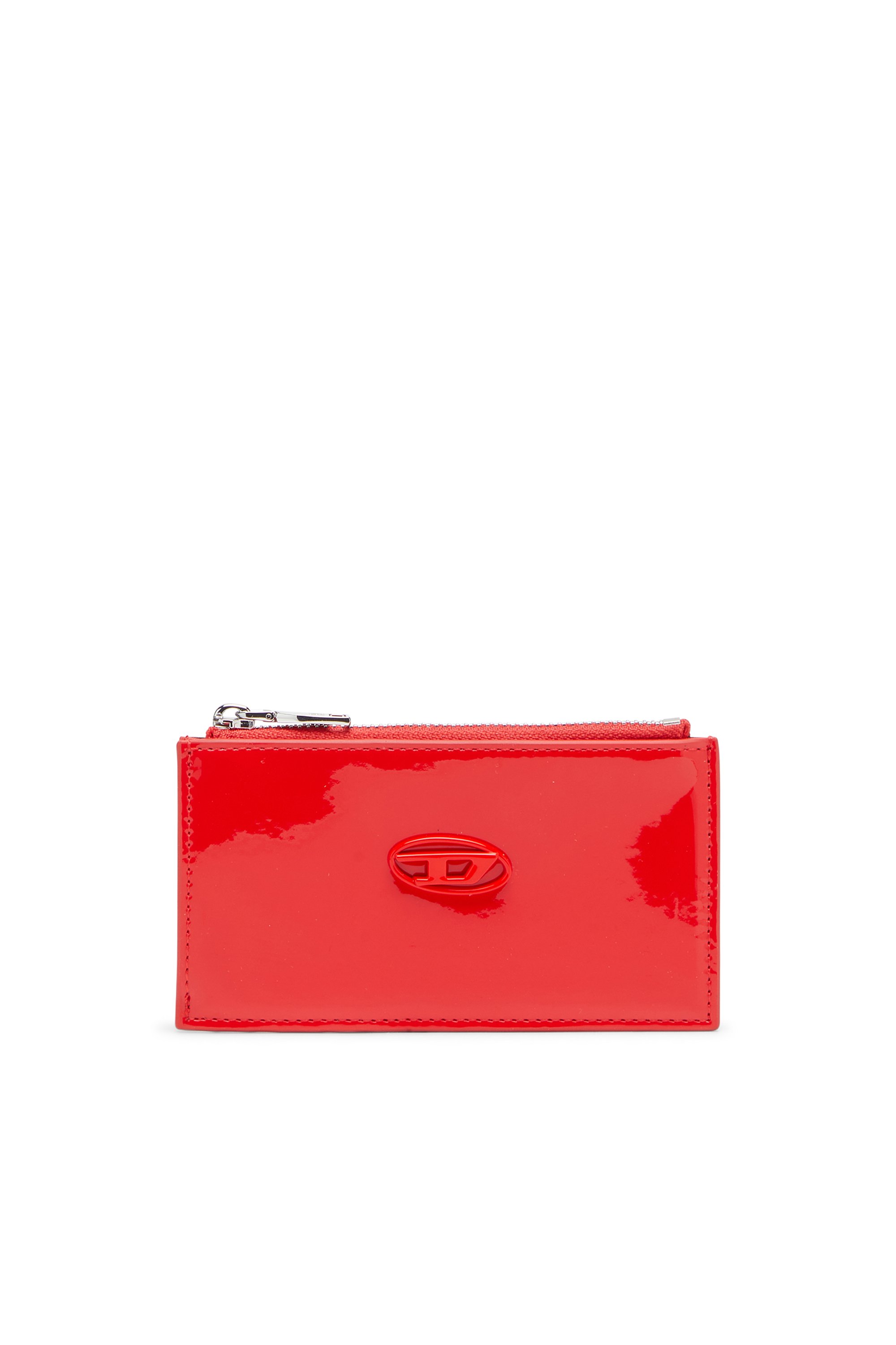 Diesel Logo-plaque Zip-fastening Card Holder In Red