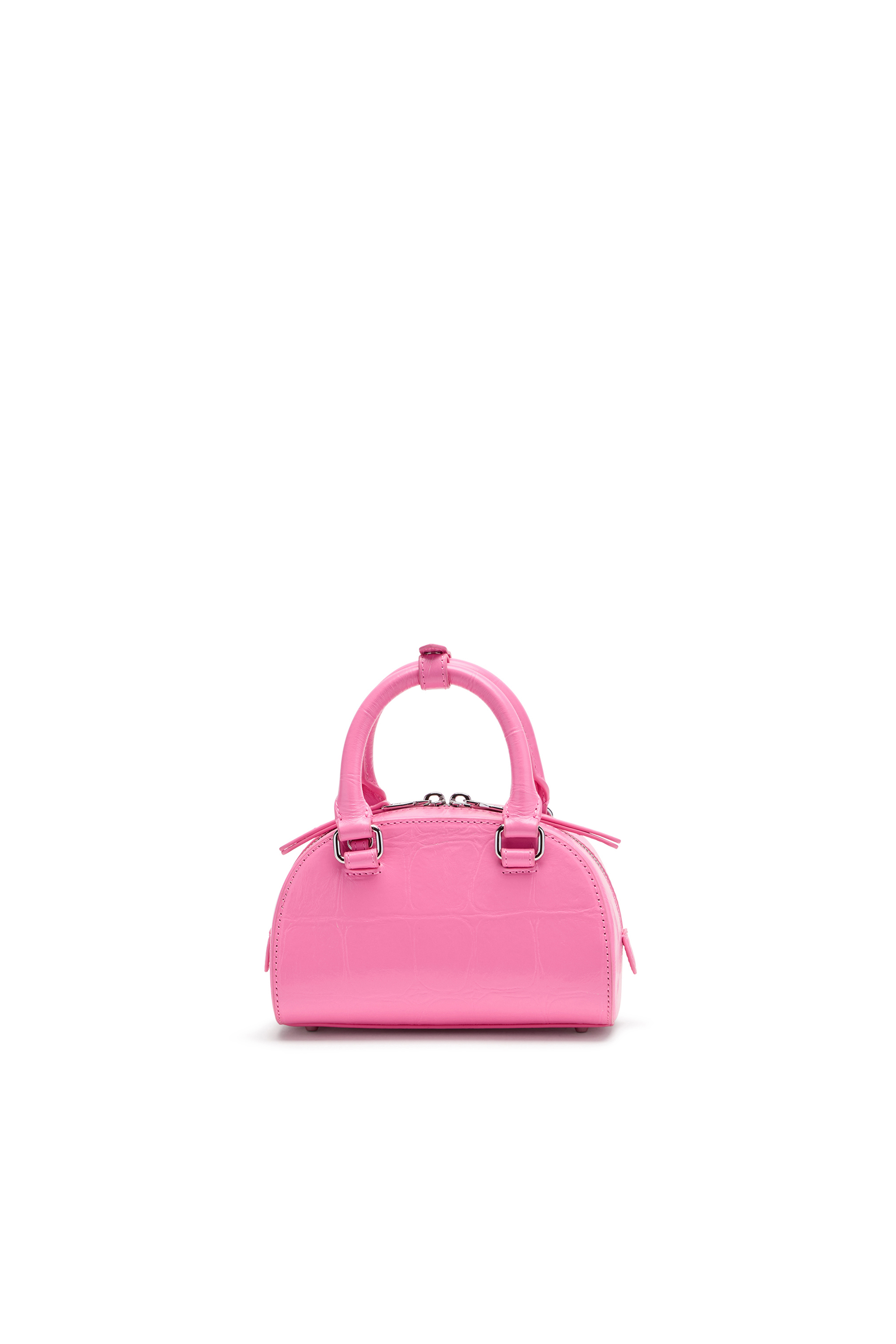 Diesel - 1DR DOME CROSSBODY, Woman's 1DR Dome-Mini bowling bag in croc-effect leather in Pink - 4
