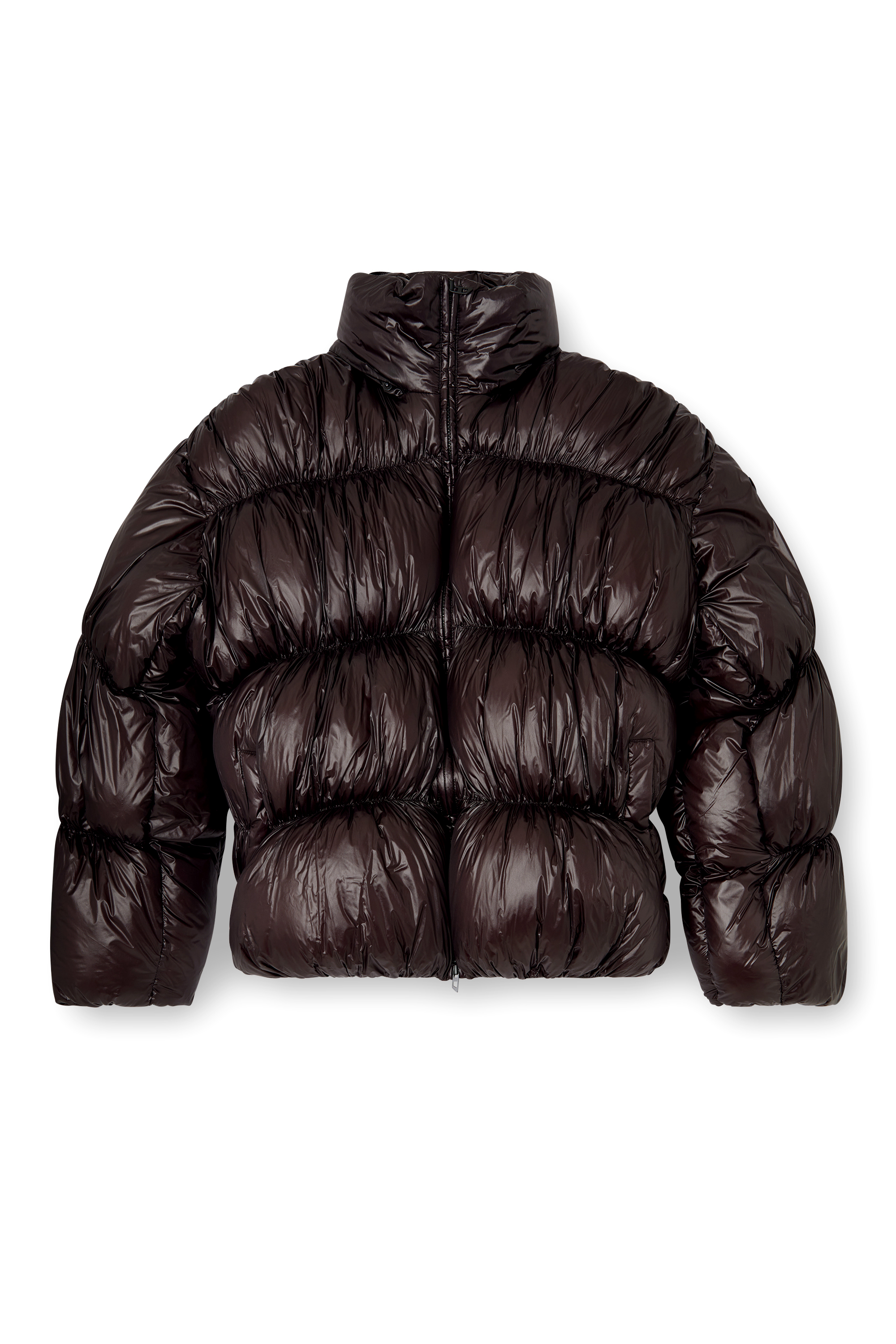 Diesel - W-CHOCO, Man's Hooded down jacket with bubble effect in Black - 3