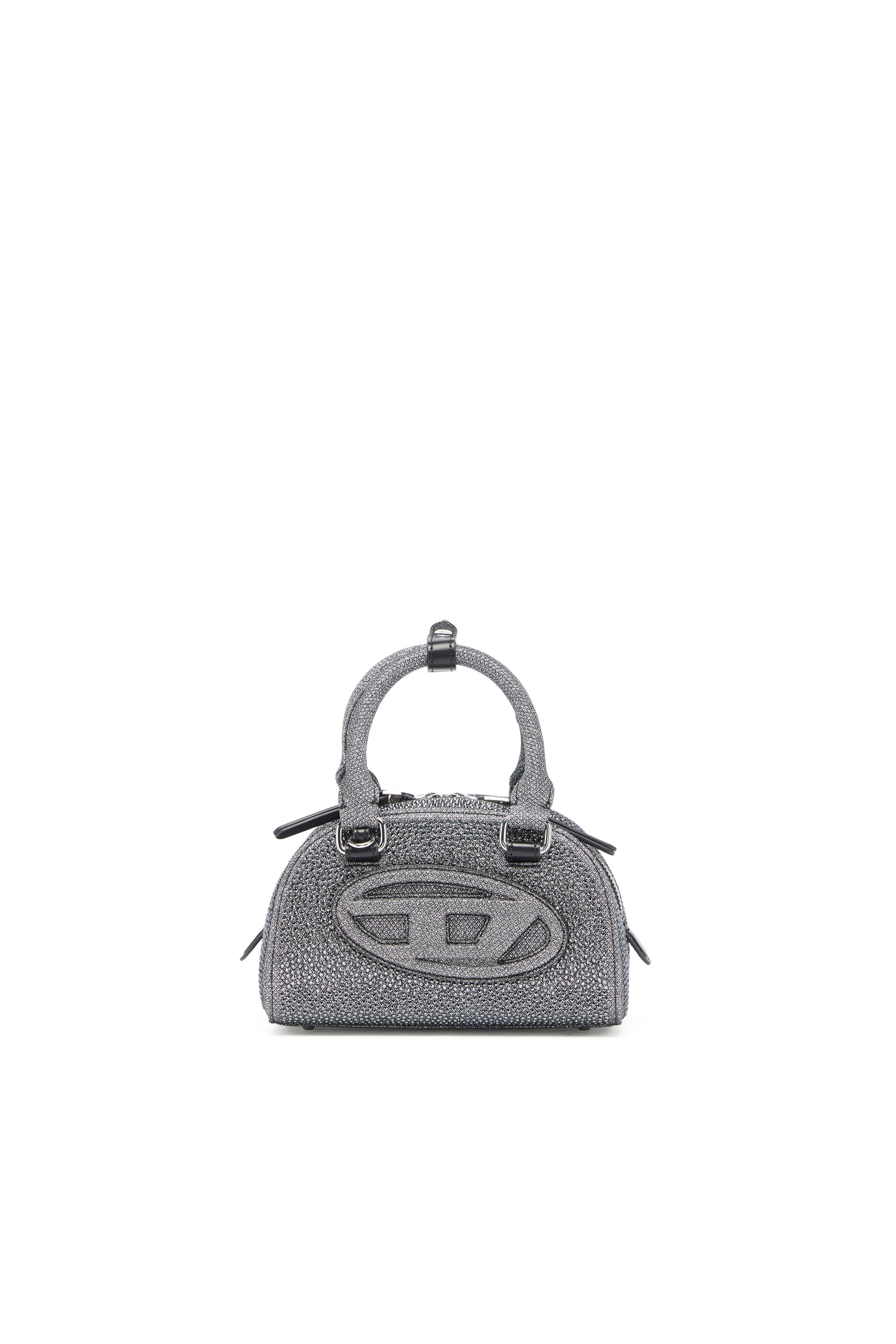 Diesel - 1DR Dome - Small bowling bag in crystal Lurex - Crossbody Bags - Woman - Black