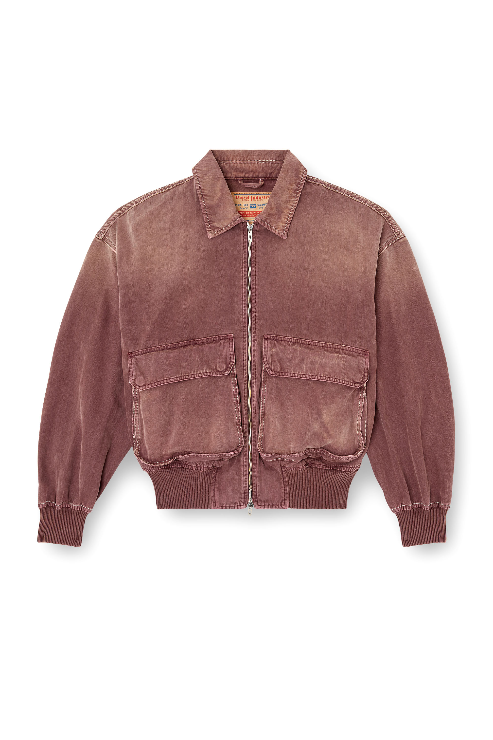 Diesel - D-KURZ, Unisex's Jacket in coloured herringbone denim in Brown - 3