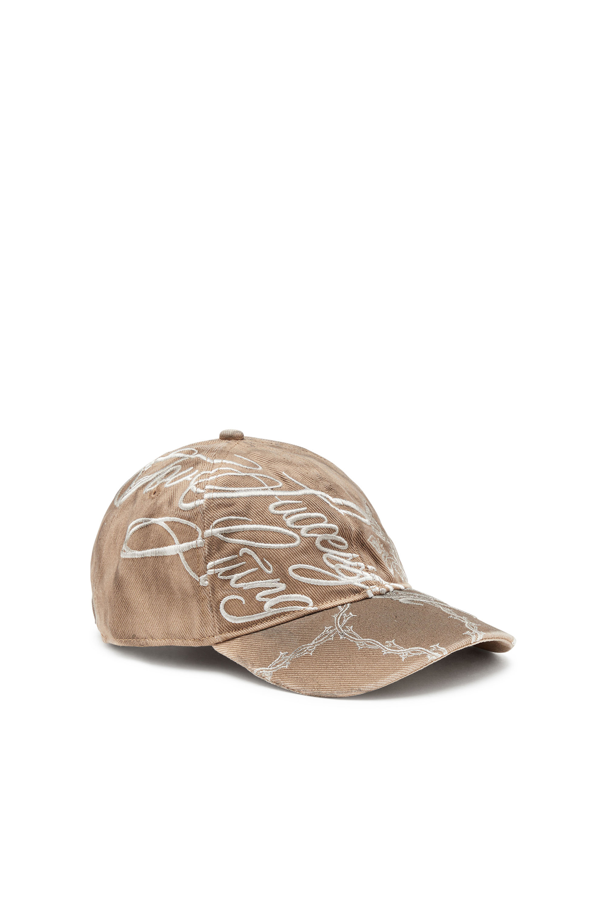 Shop Diesel Distressed Embroidered Baseball Cap In Brown