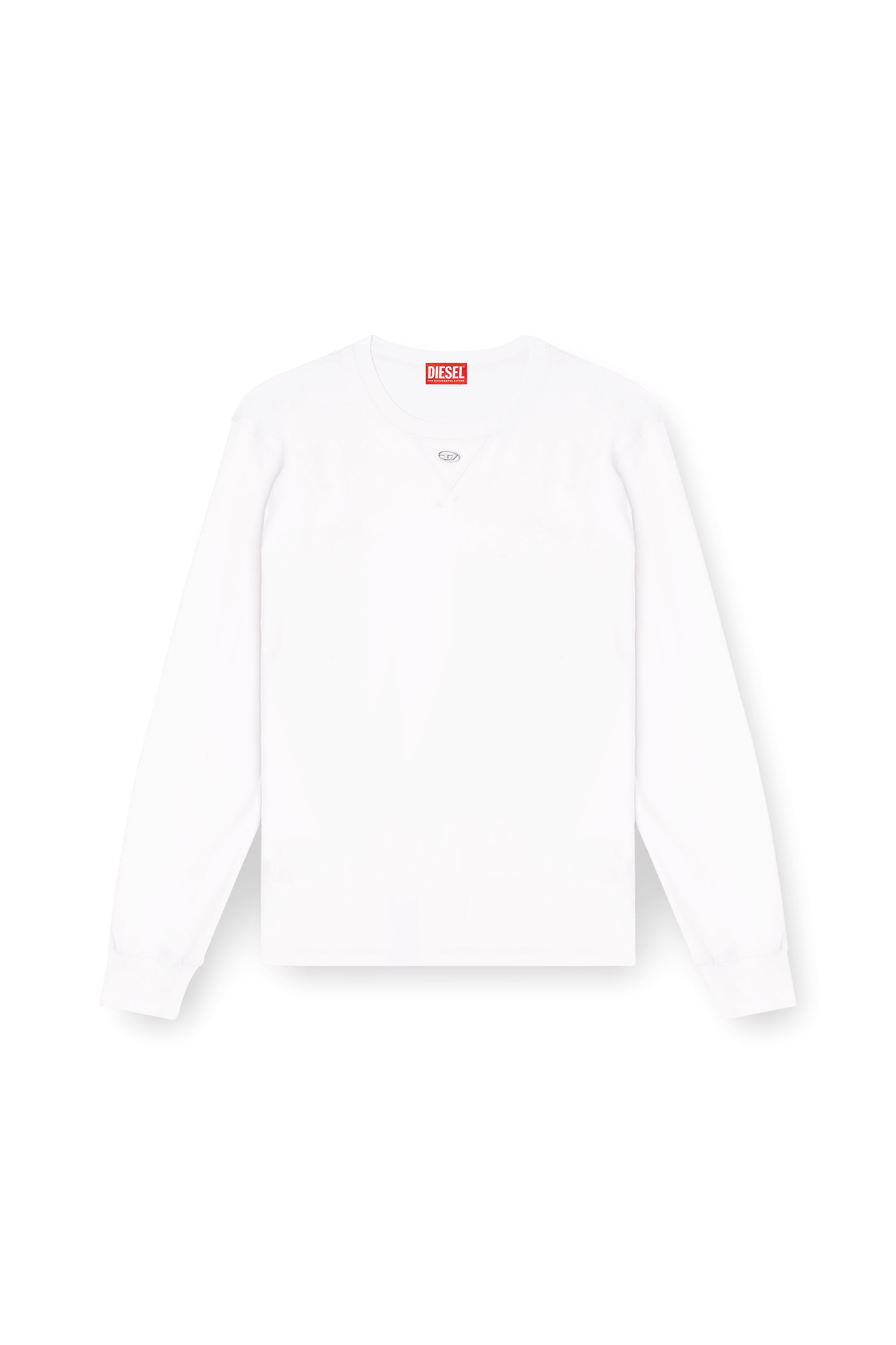 Diesel - T-MADJUST-LS-TR, Man's Cotton long-sleeve T-shirt with Oval D in White - 3
