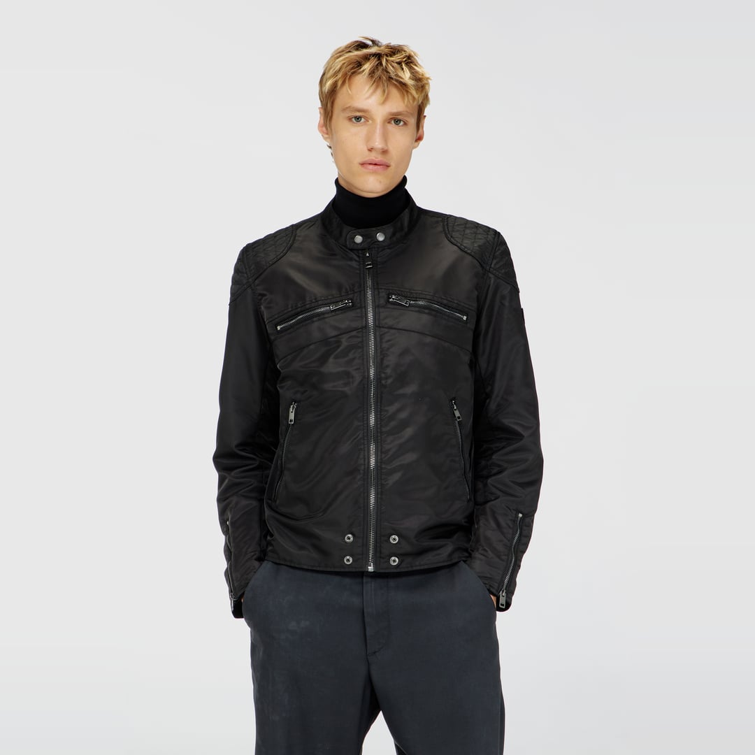 Diesel - Nylon jacket with quilted shoulders and zip pockets - Jackets - Man - Black