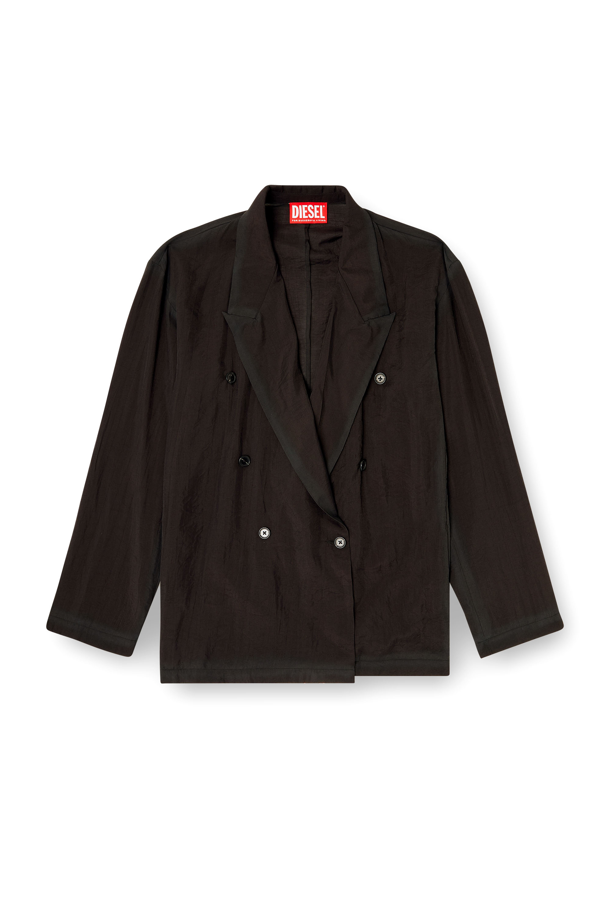 Diesel - J-KEYSERY, Man's Double-breasted blazer in wrinkled shell in Black - 3