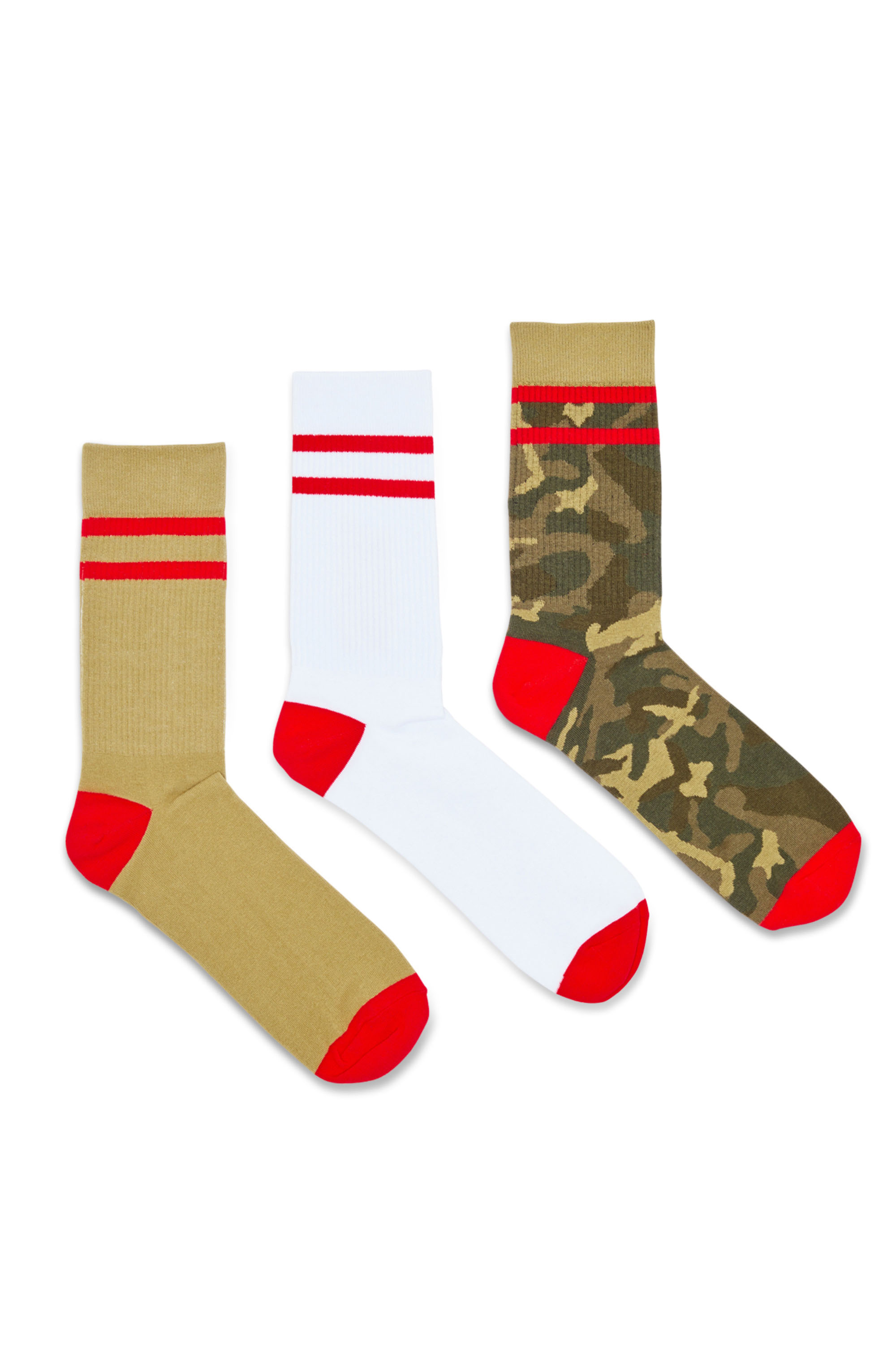 Diesel - Set di tre paia di calzini in tinta unita e camouflage - Calzini - Uomo - Multicolor