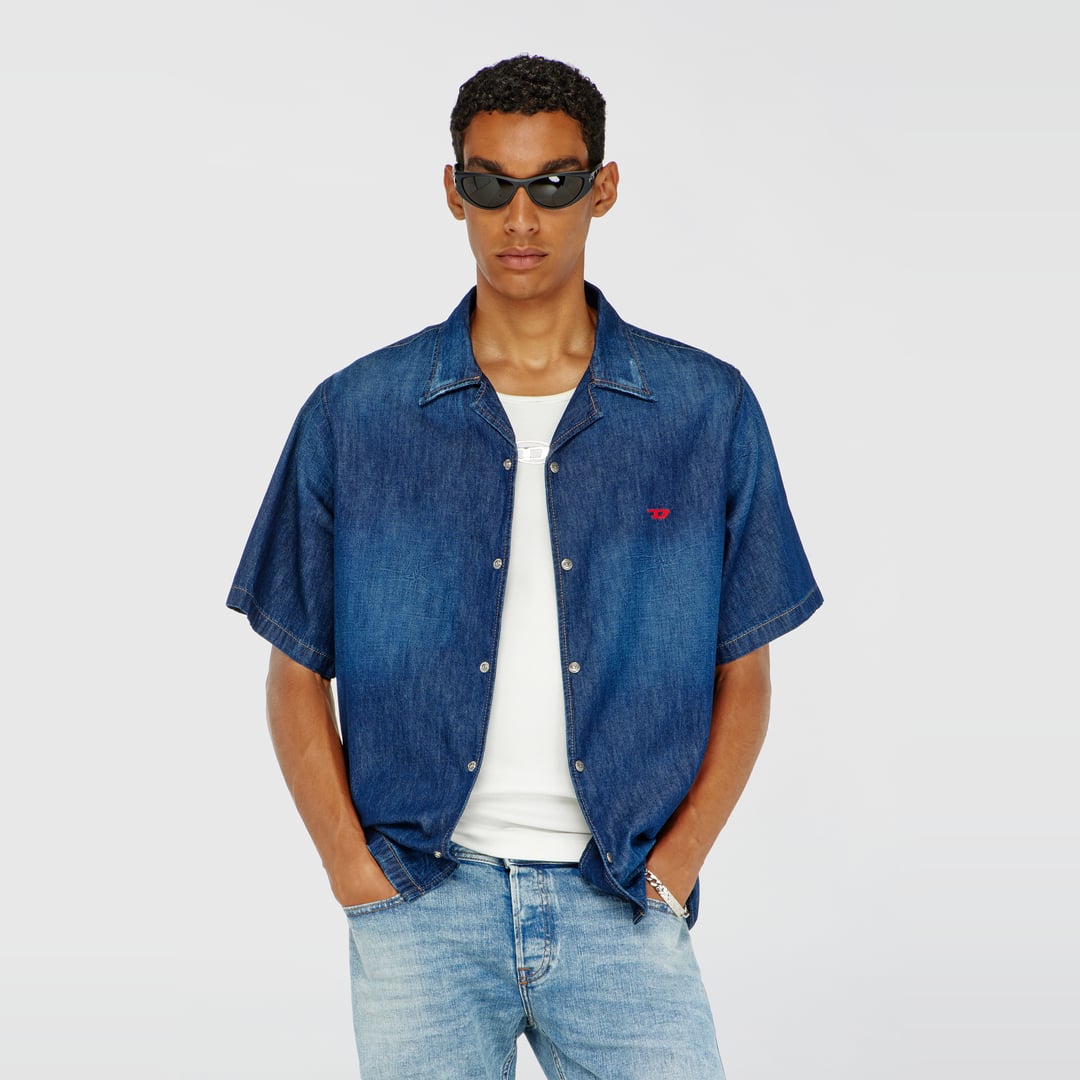 Diesel - Denim short-sleeve shirt - Denim Shirts - Man - Blue