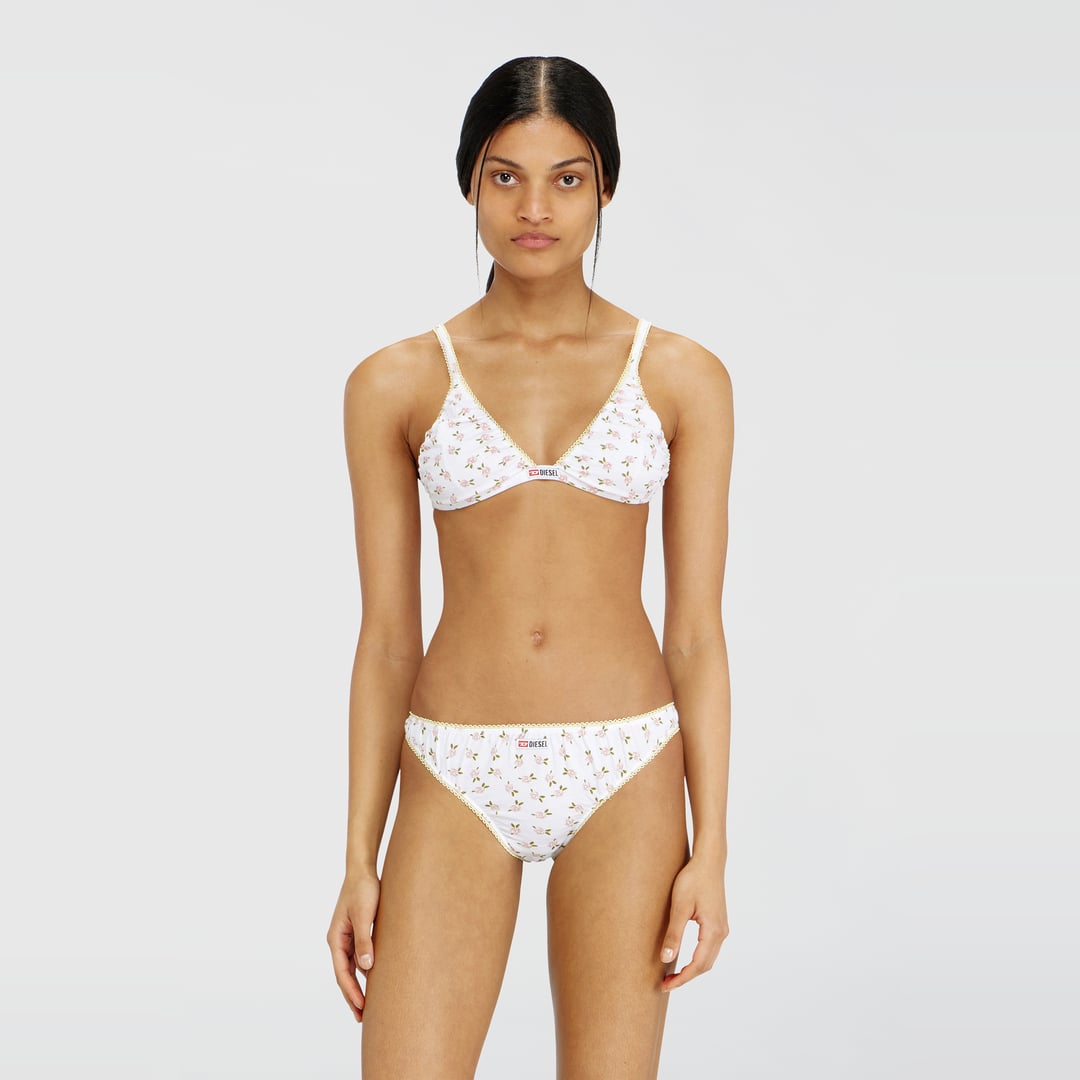 Diesel - Cotton triangle bra with all-over floral print - Bras - Woman - White