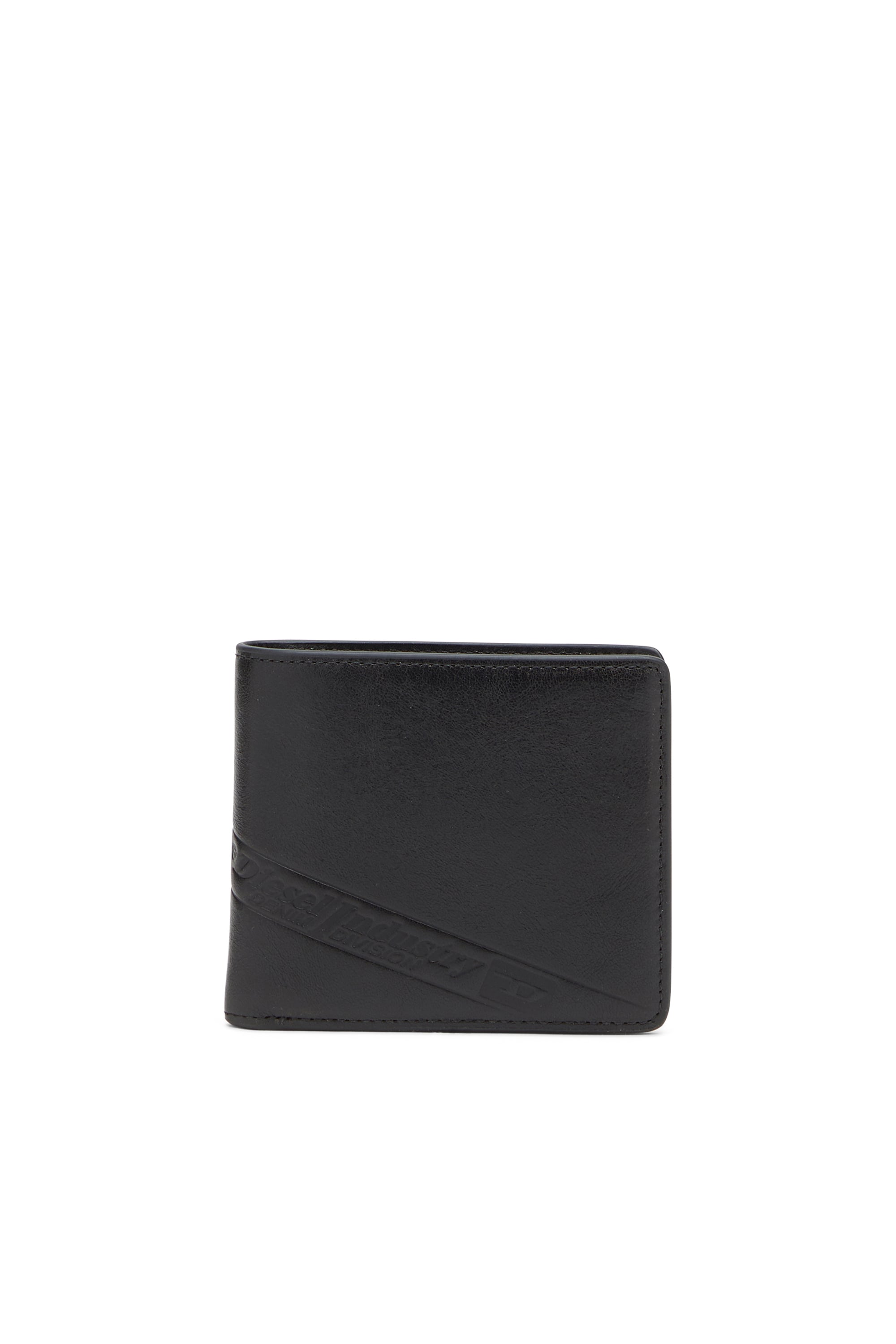 Diesel - Bi-fold leather wallet with embossed logo - Small Wallets - Man - Black