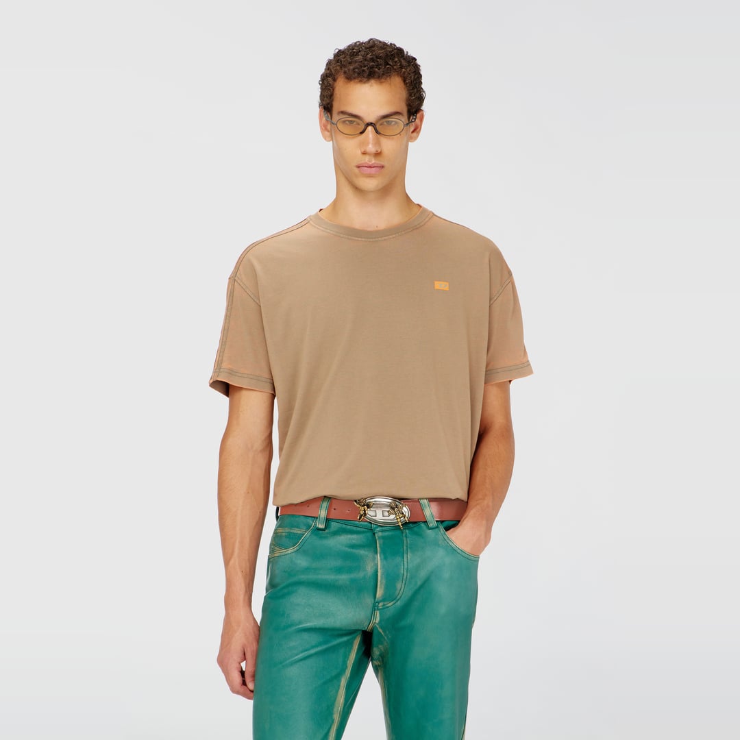 Diesel - Long-sleeve T-shirt in burnout jersey - T-Shirts - Man - Brown