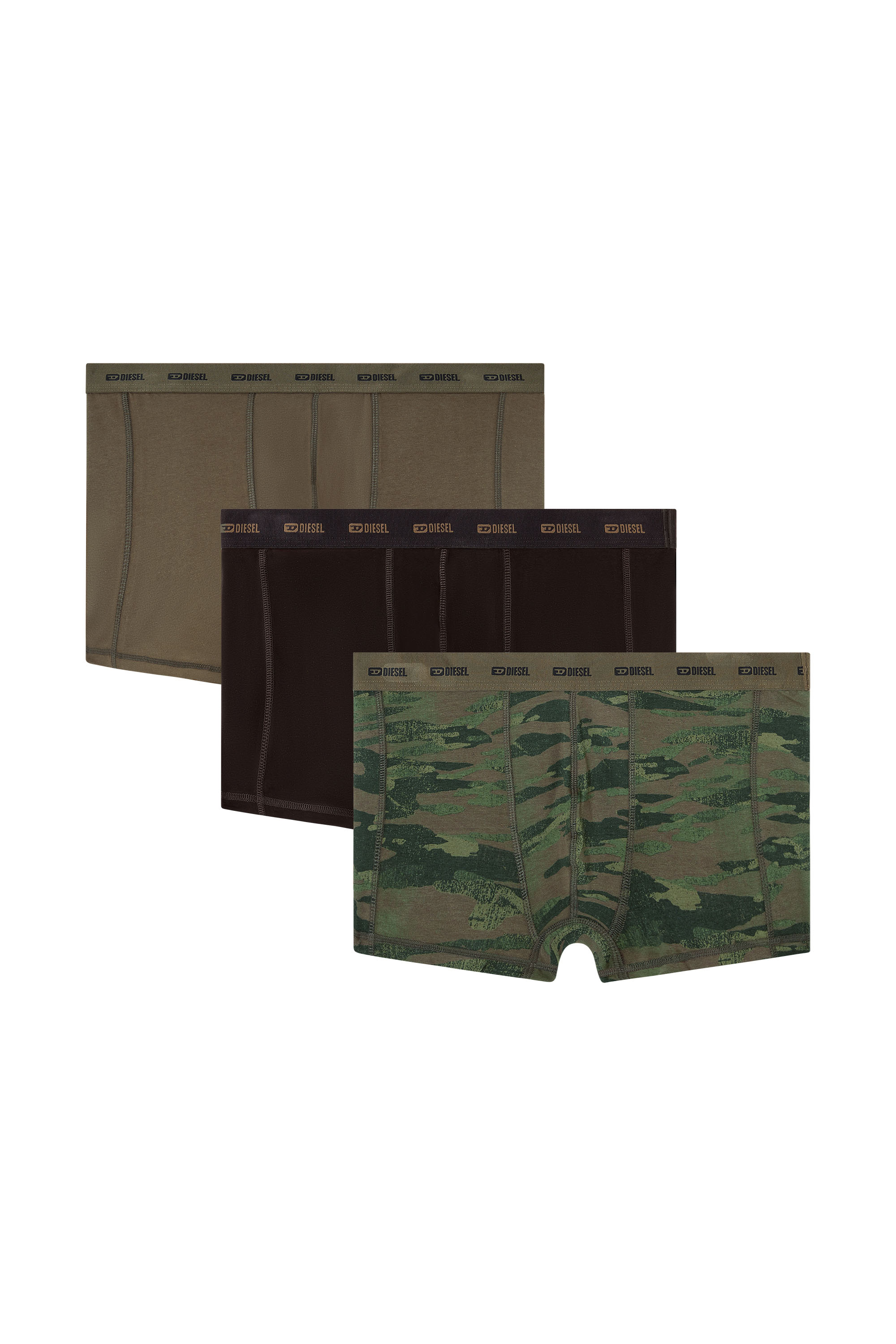 Diesel - DAMIEN-UTLT-3PACK, Man's 3-pack of boxer briefs plain and camo in Green/Black - 1