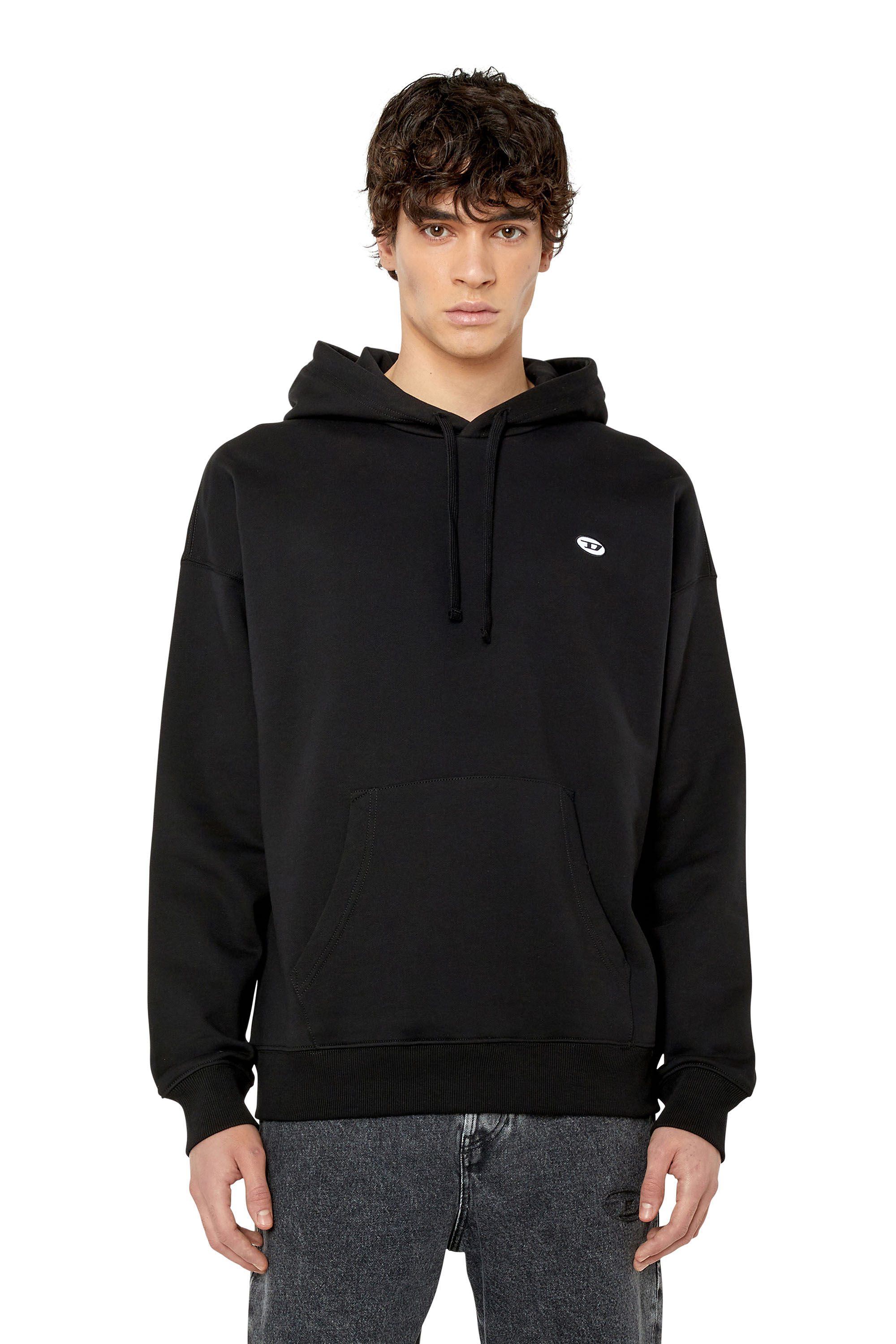 Diesel - Hoodie with oval D patch - Sweaters - Man - Black