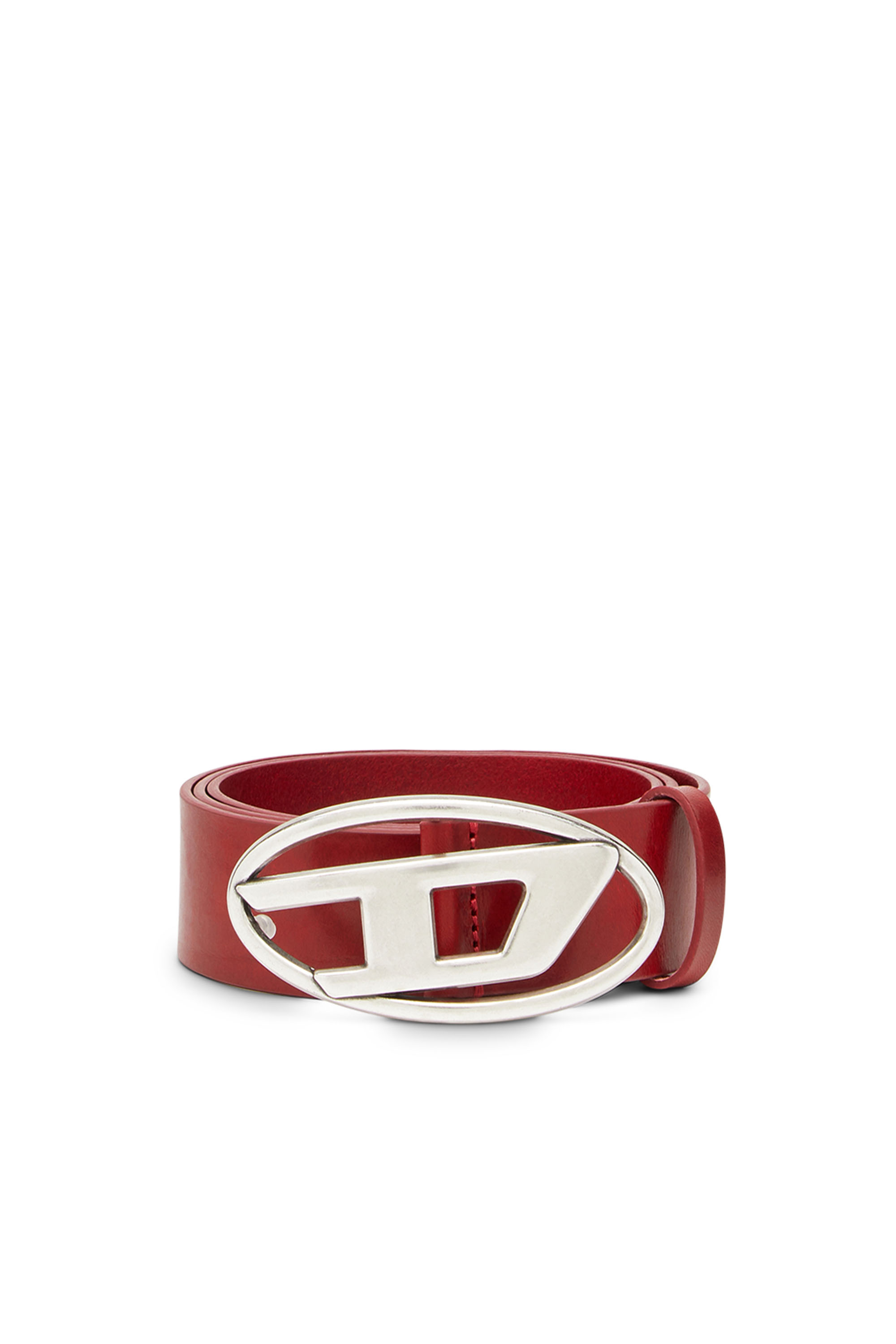 Diesel - Leather belt with D buckle - Belts - Man - Red