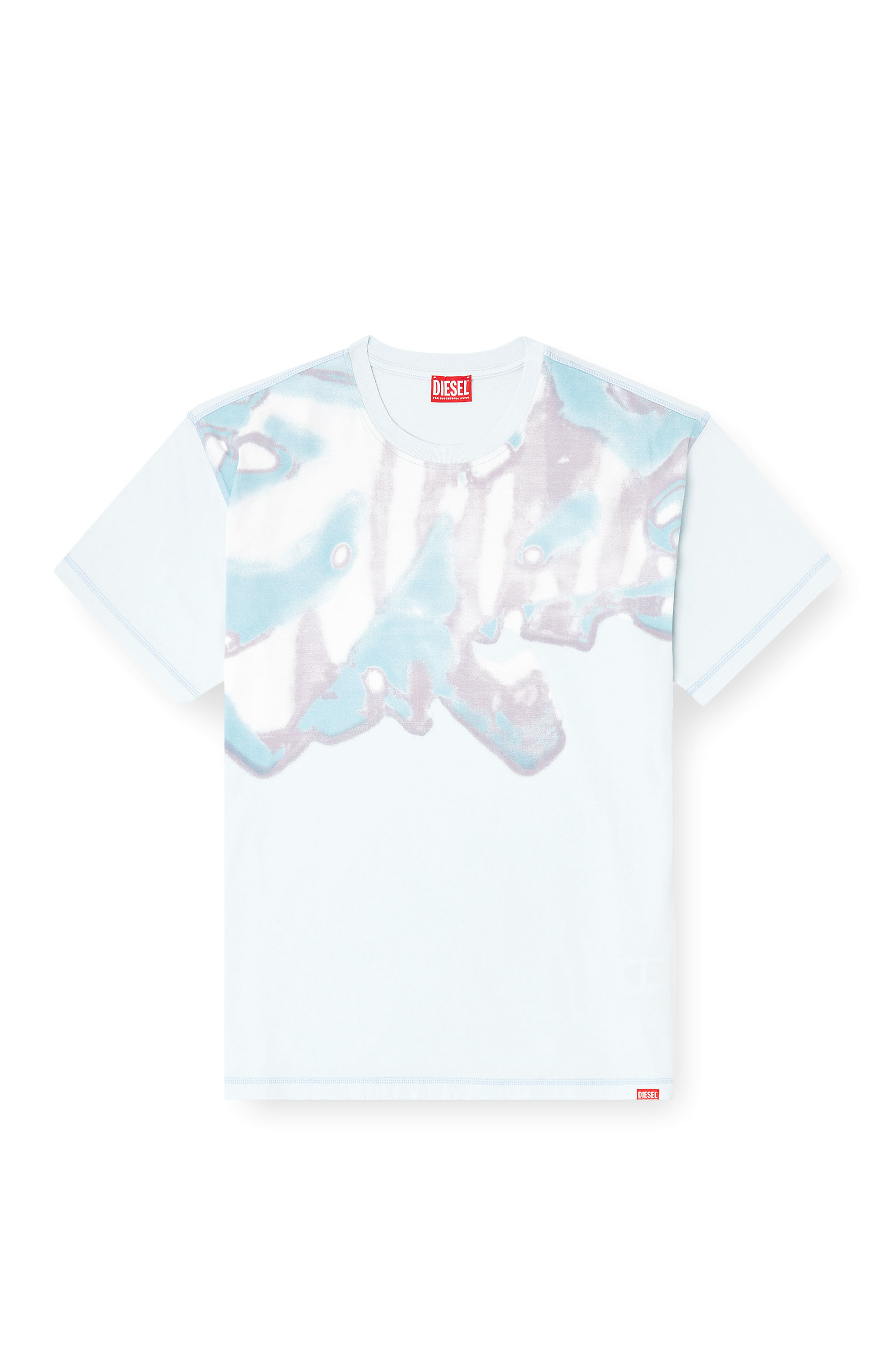 Diesel - T-GASPARD-IHBJ, Man's T-shirt with faded graphic print in Light Blue - 3