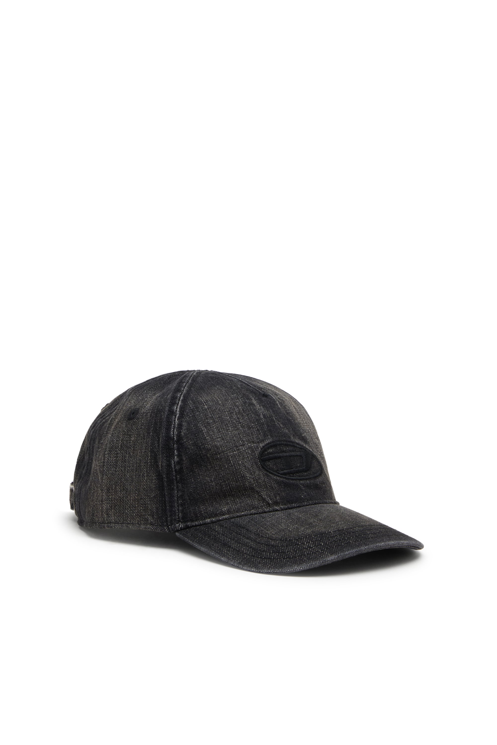 Diesel - Denim cap with frayed details and embroidered logo - Caps - Man - Black