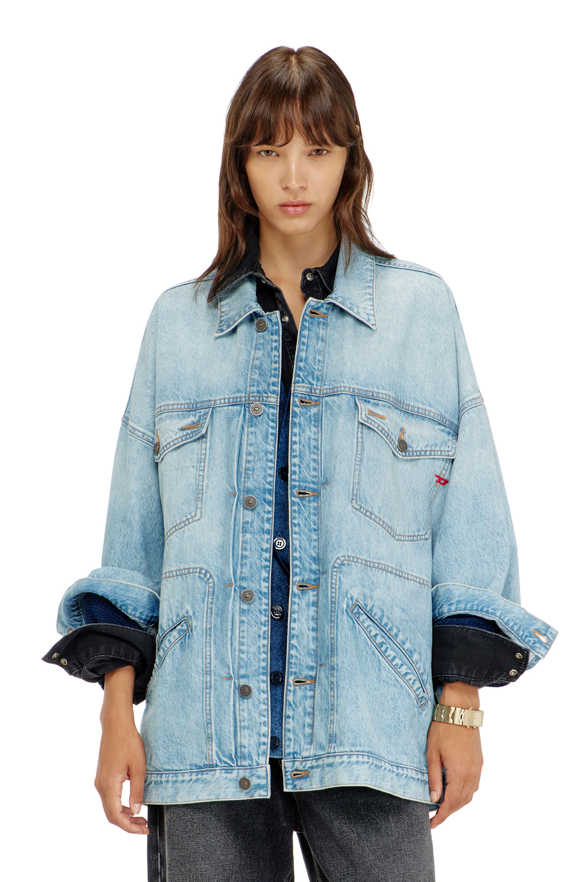 Diesel - Oversized denim workwear jacket - Denim Jackets - Woman - Blue