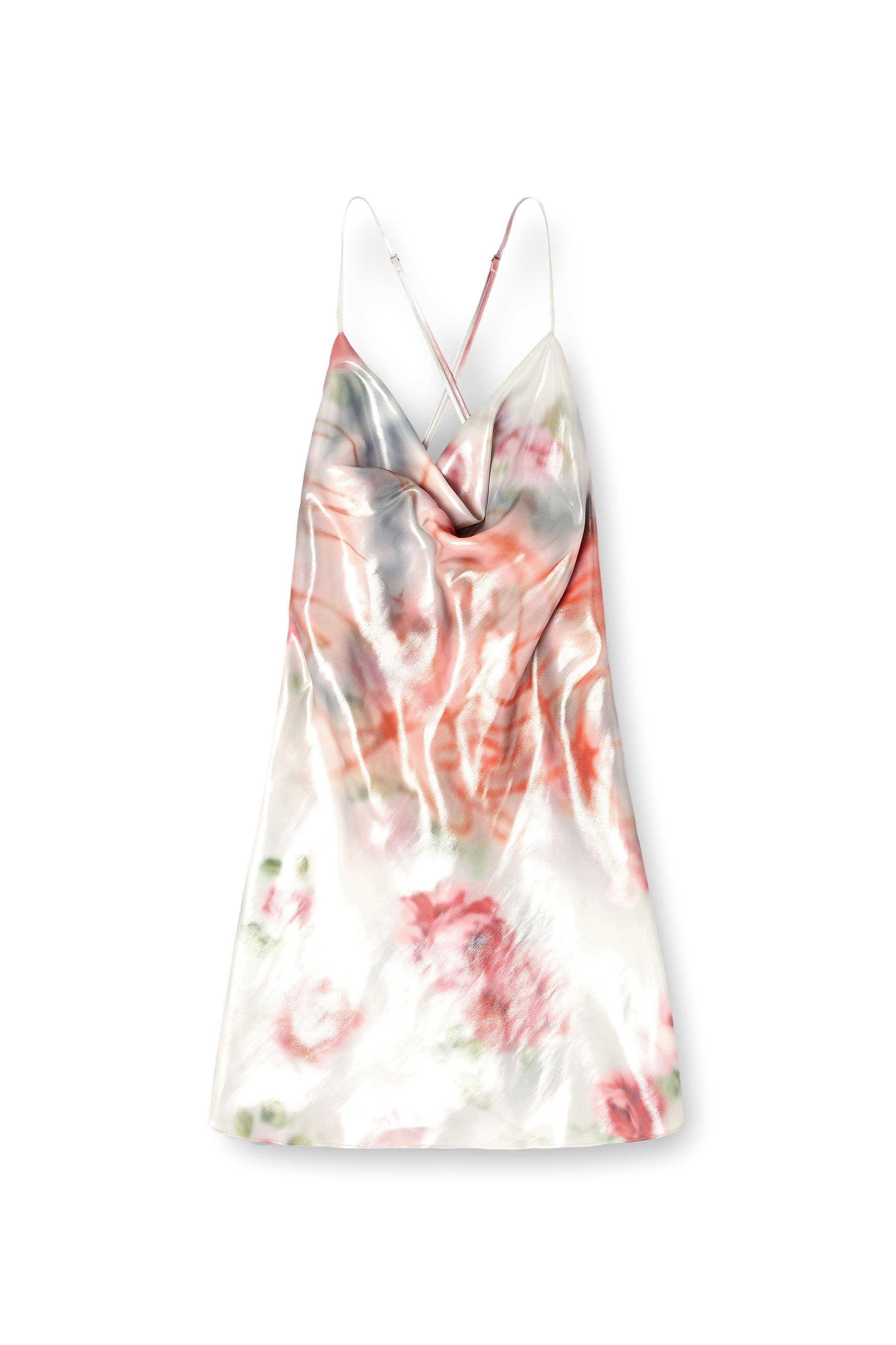 Diesel - D-EBRA-SHORT, Woman's Metallic short dress with blurred rose print in Grey/Pink - 3