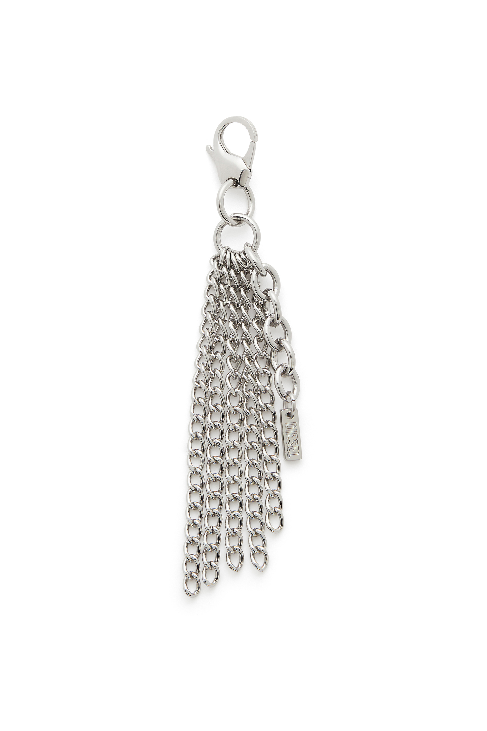 Diesel Women's Silver - Metal Keyring With Chain Fringes - Charms And Keyrings - Woman Uni
