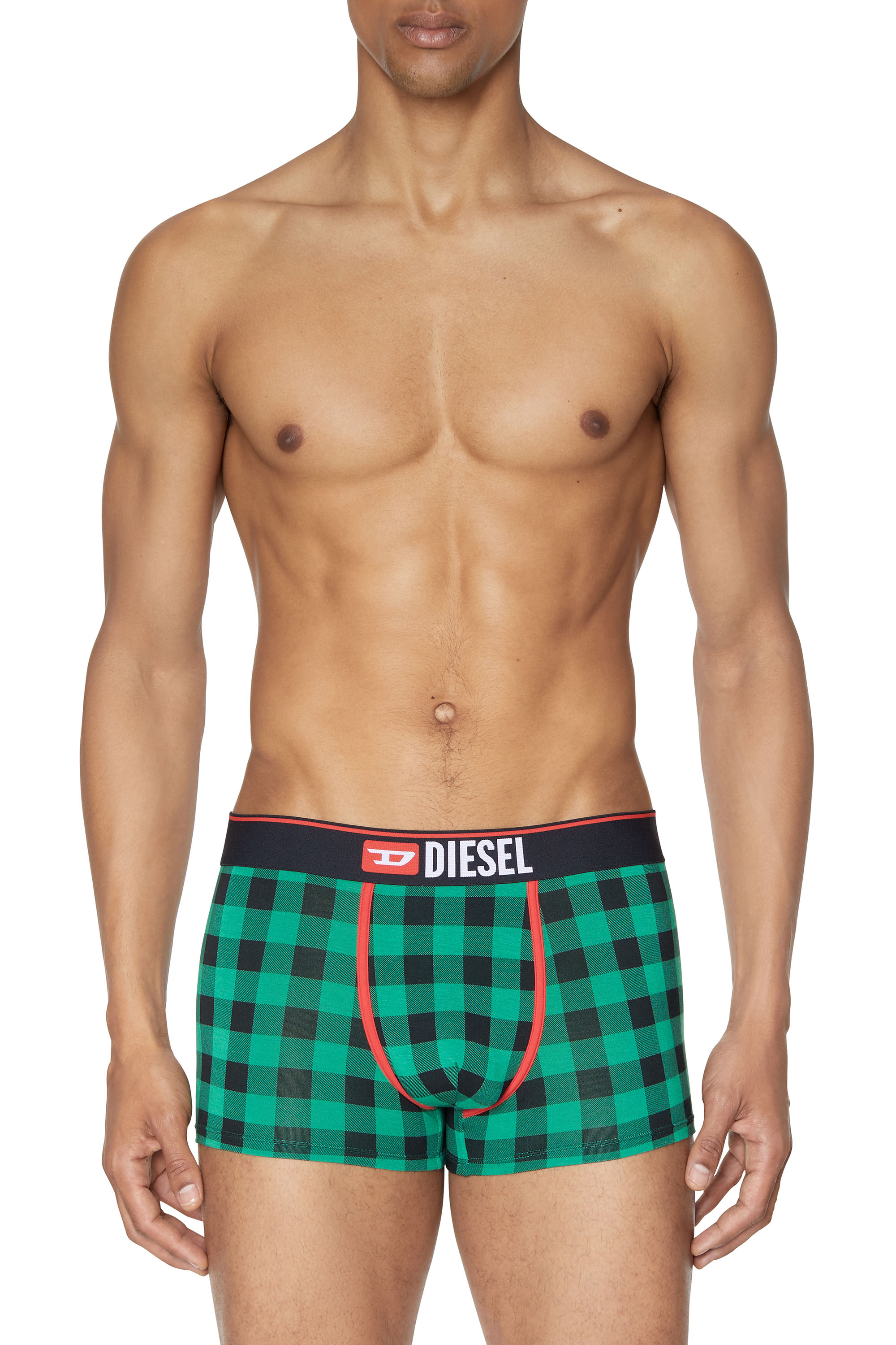 Diesel Modal Boxer Briefs With Check Print In Green