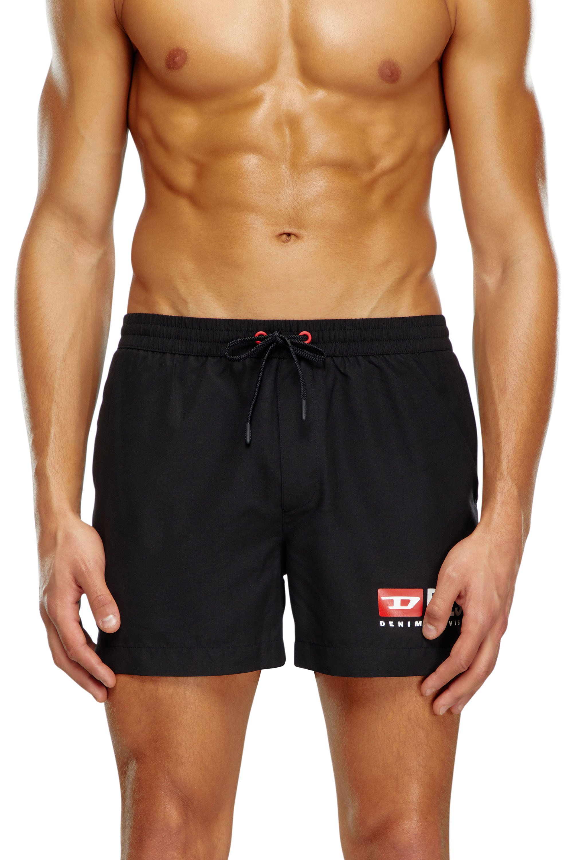 Diesel - Mid-length swim shorts with logo print - Swim shorts - Man - Black