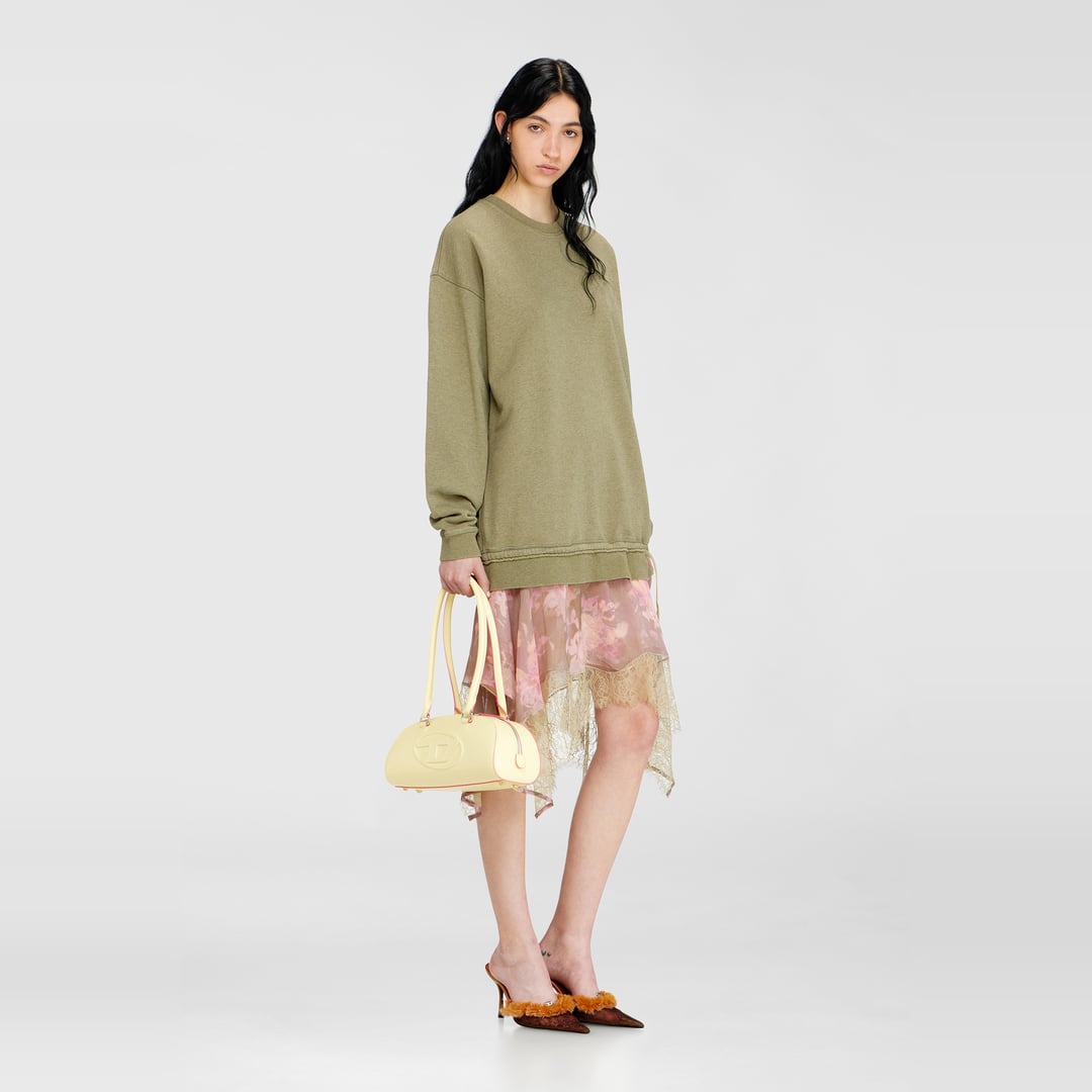 Diesel - Sweatshirt dress with chiffon and lace skirt - Dresses - Woman - Multicolor