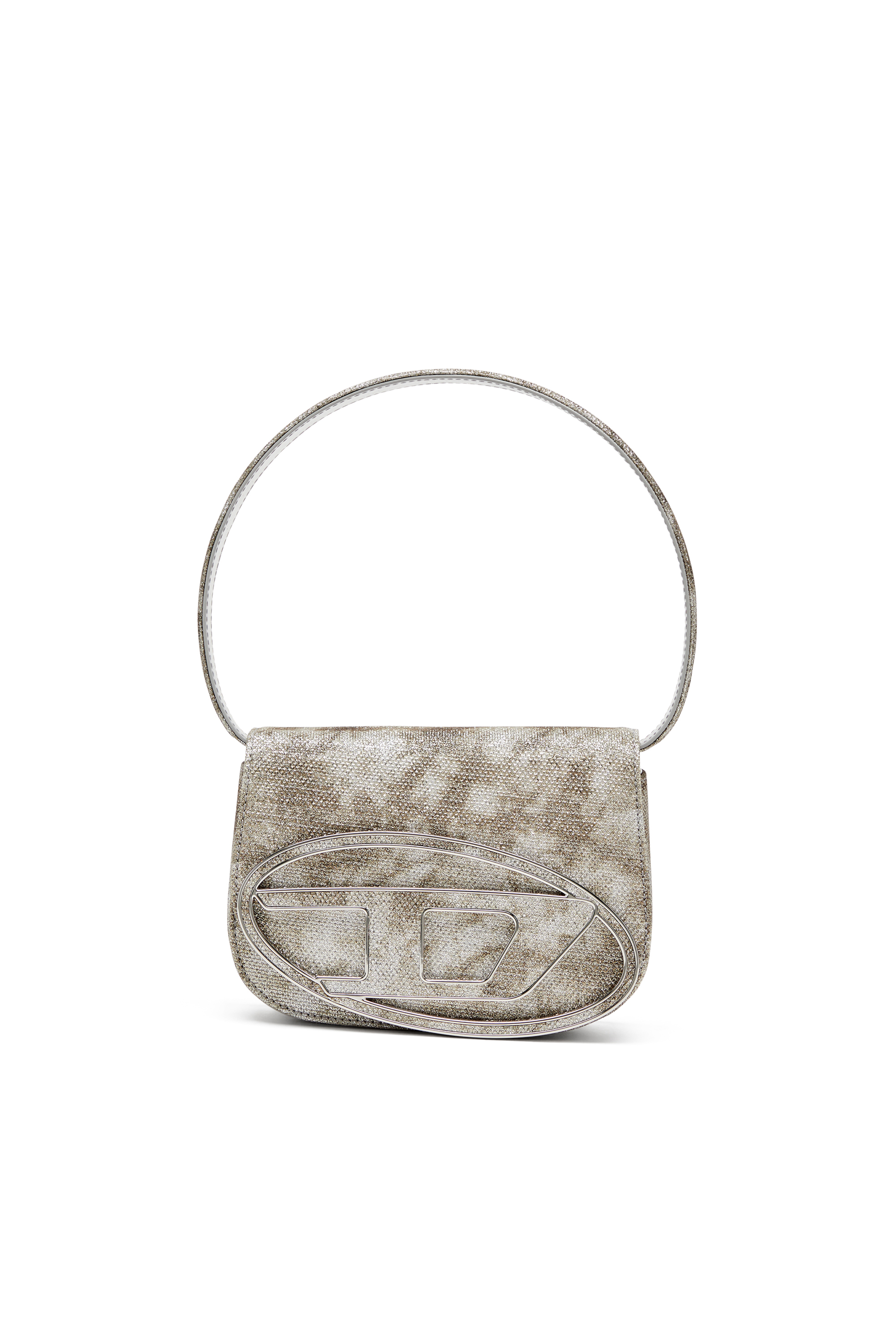 Diesel 1dr-iconic Shoulder Bag In Shimmer Fabric In Green