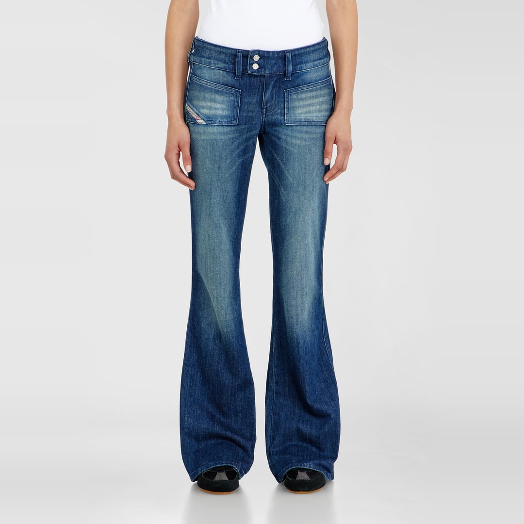 Diesel Bootcut Jeans Low Waist D-Hush, Dark blue, Zip fly