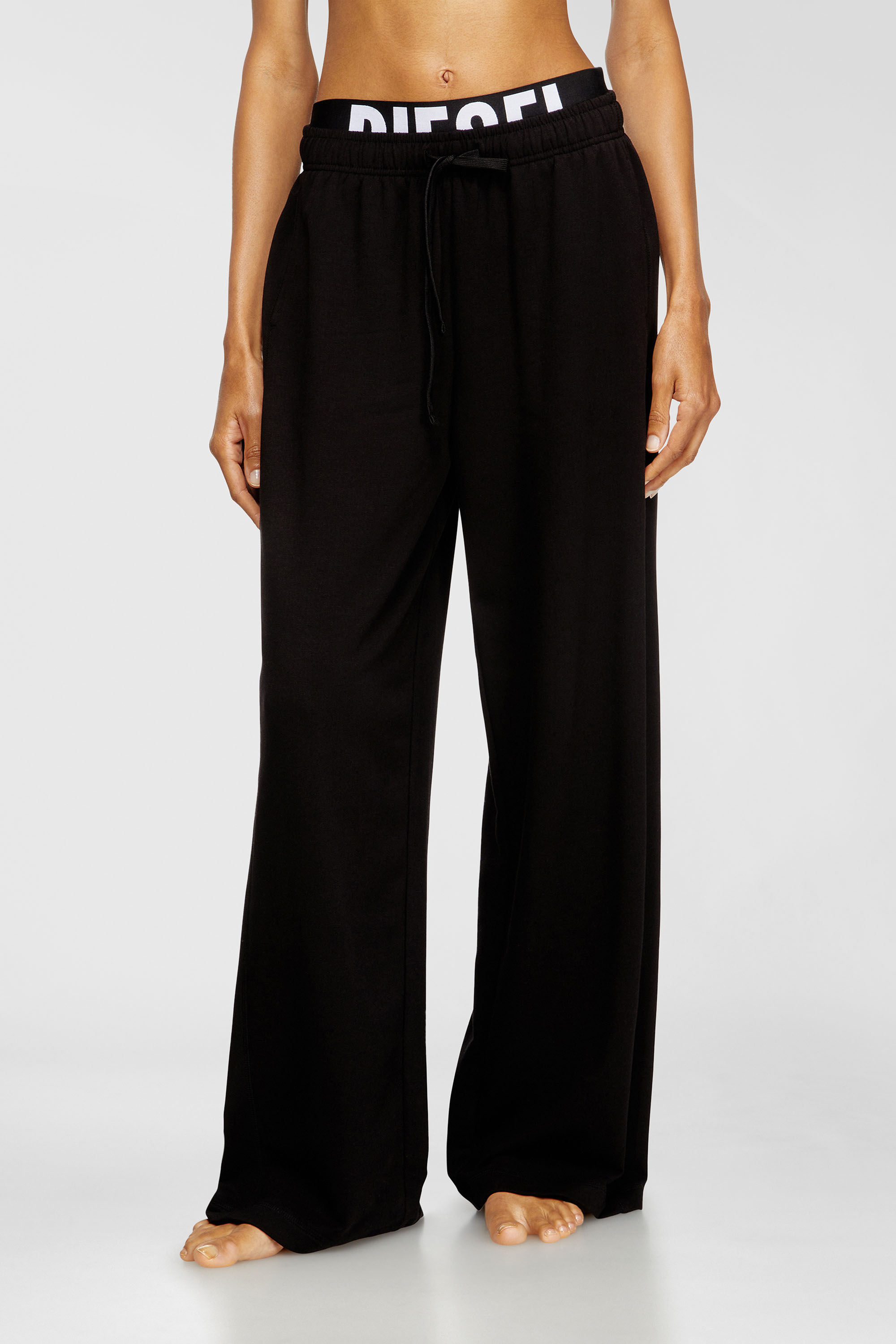Diesel - Cotton terry sweatpants with logo waistband - Pants - Woman - Black
