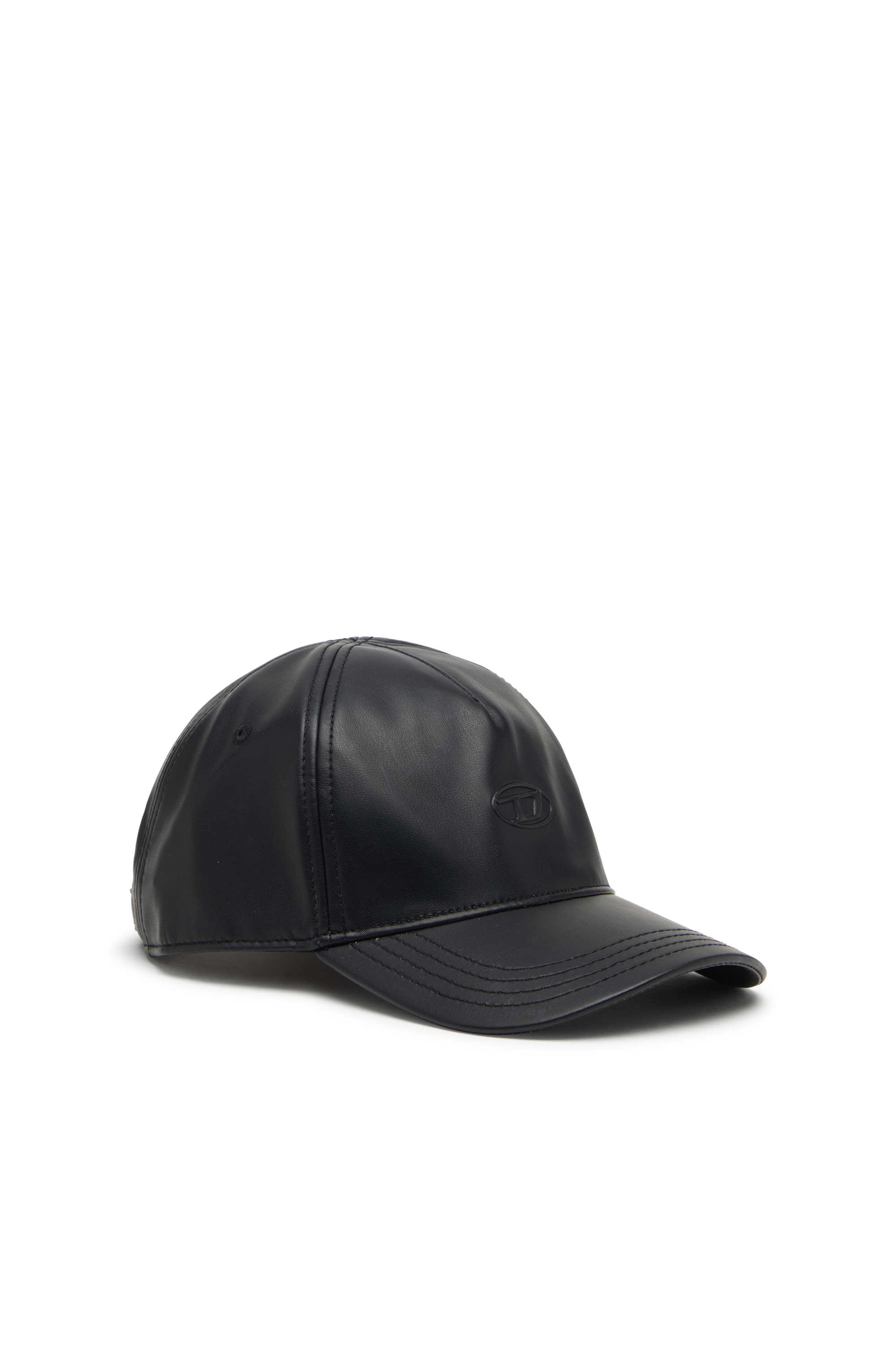 Diesel Herr Svart - Coated Baseball Cap With Embossed Logo - Caps - Man Storlek 02