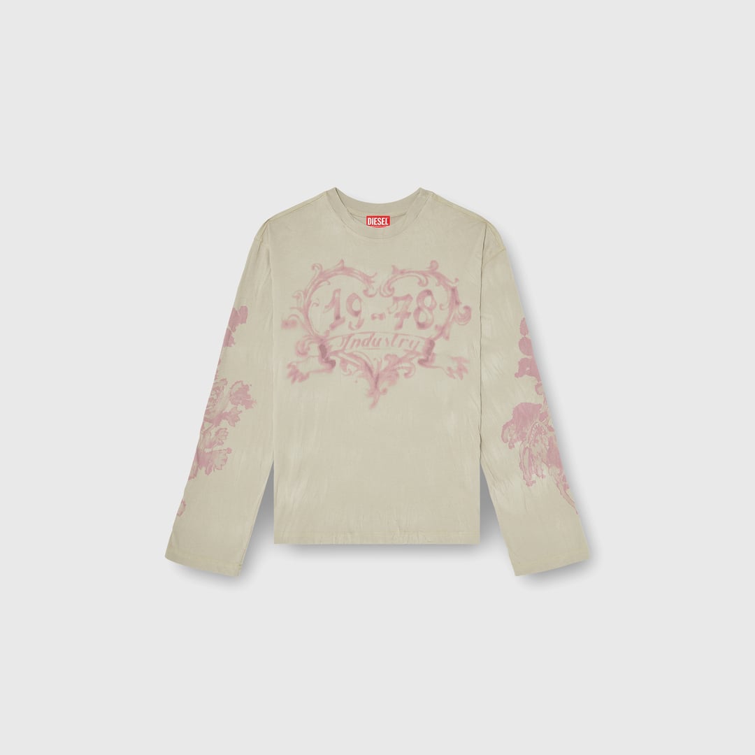 Diesel - Cotton long-sleeve T-shirt with graphic print - T-Shirts - Woman - Multicolor