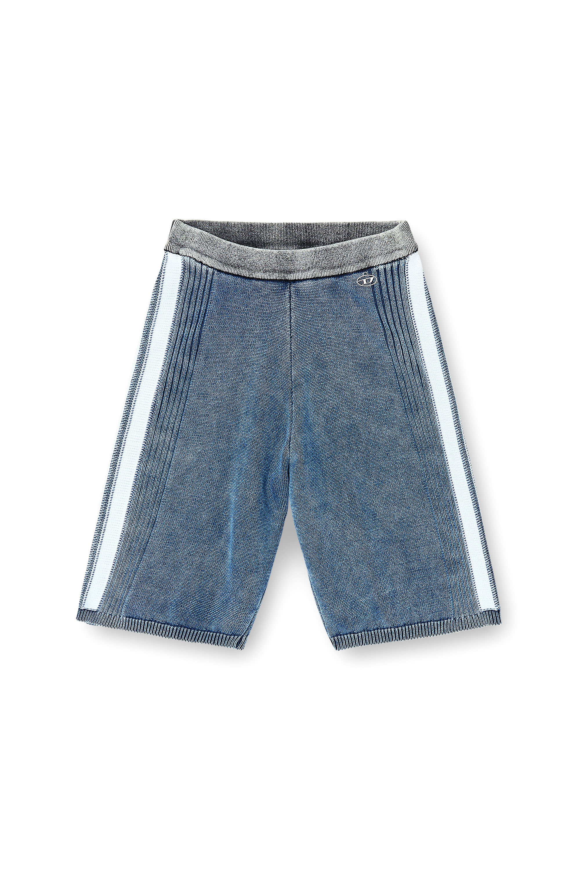 Diesel - M-ESTHER, Woman's Knitted shorts with sporty bands in Blue - 2