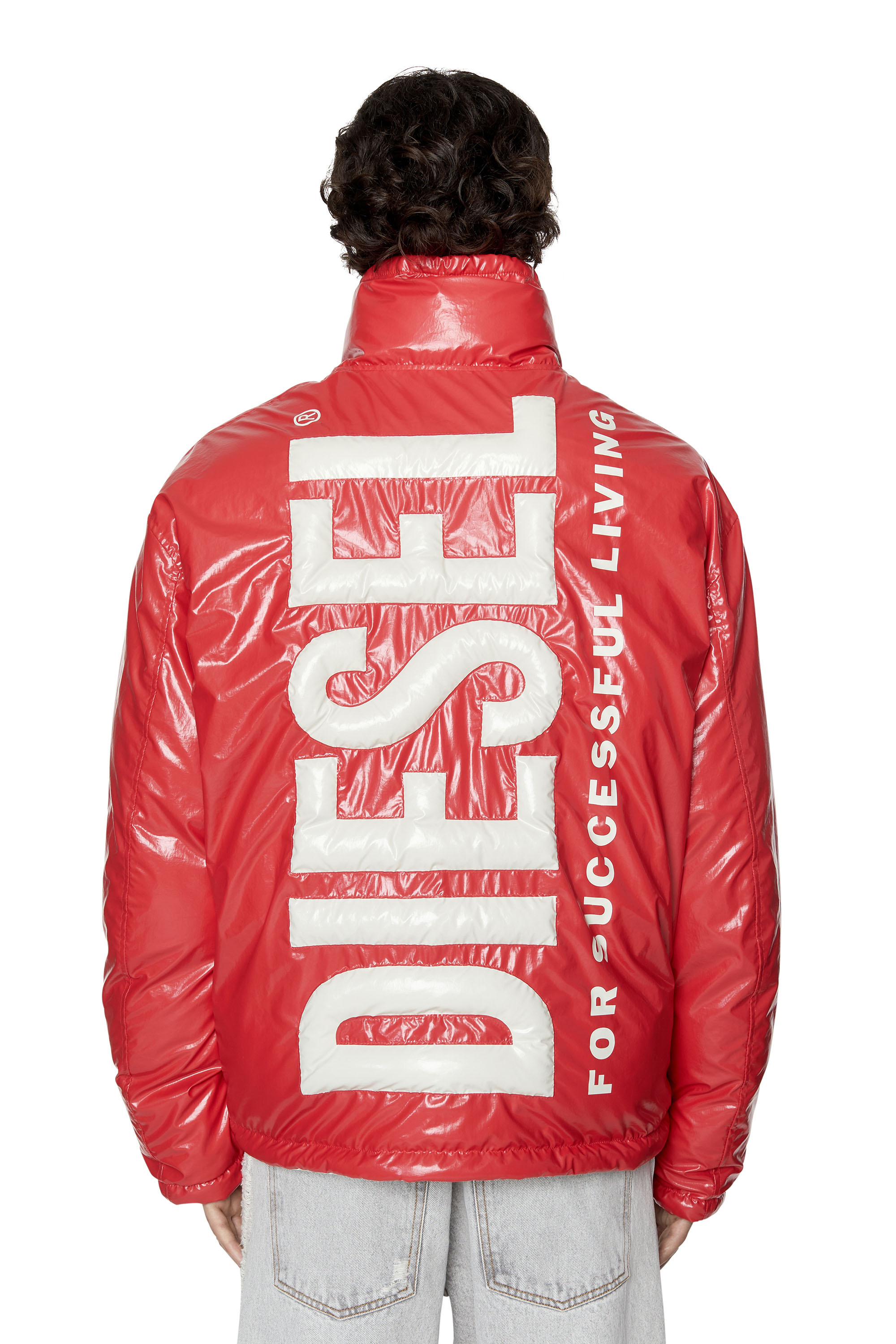 Diesel - Oversized reversible logo puffer jacket - Winter Jackets - Man - Red