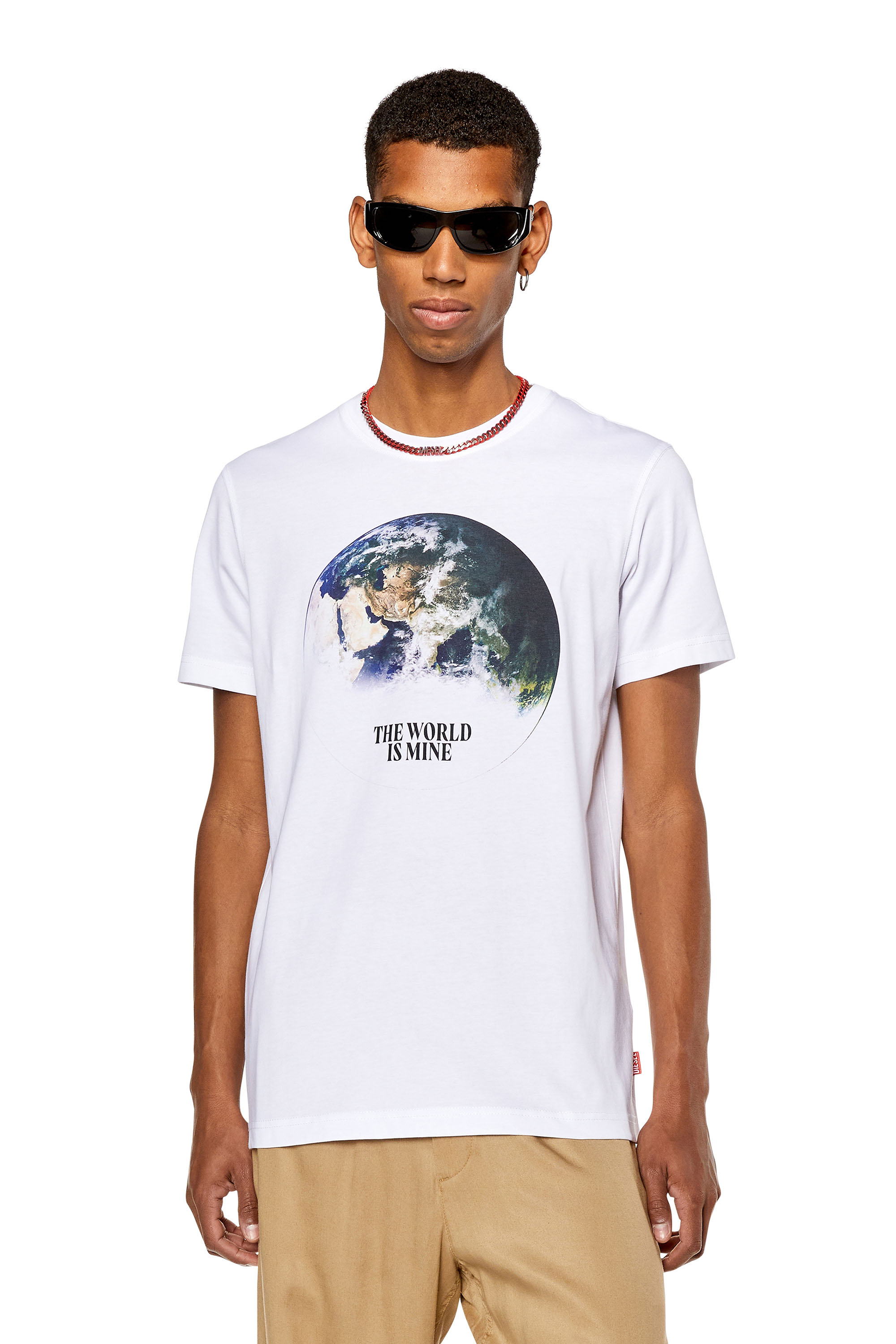 Diesel - T-shirt with digital globe print - T-Shirts - Man - White