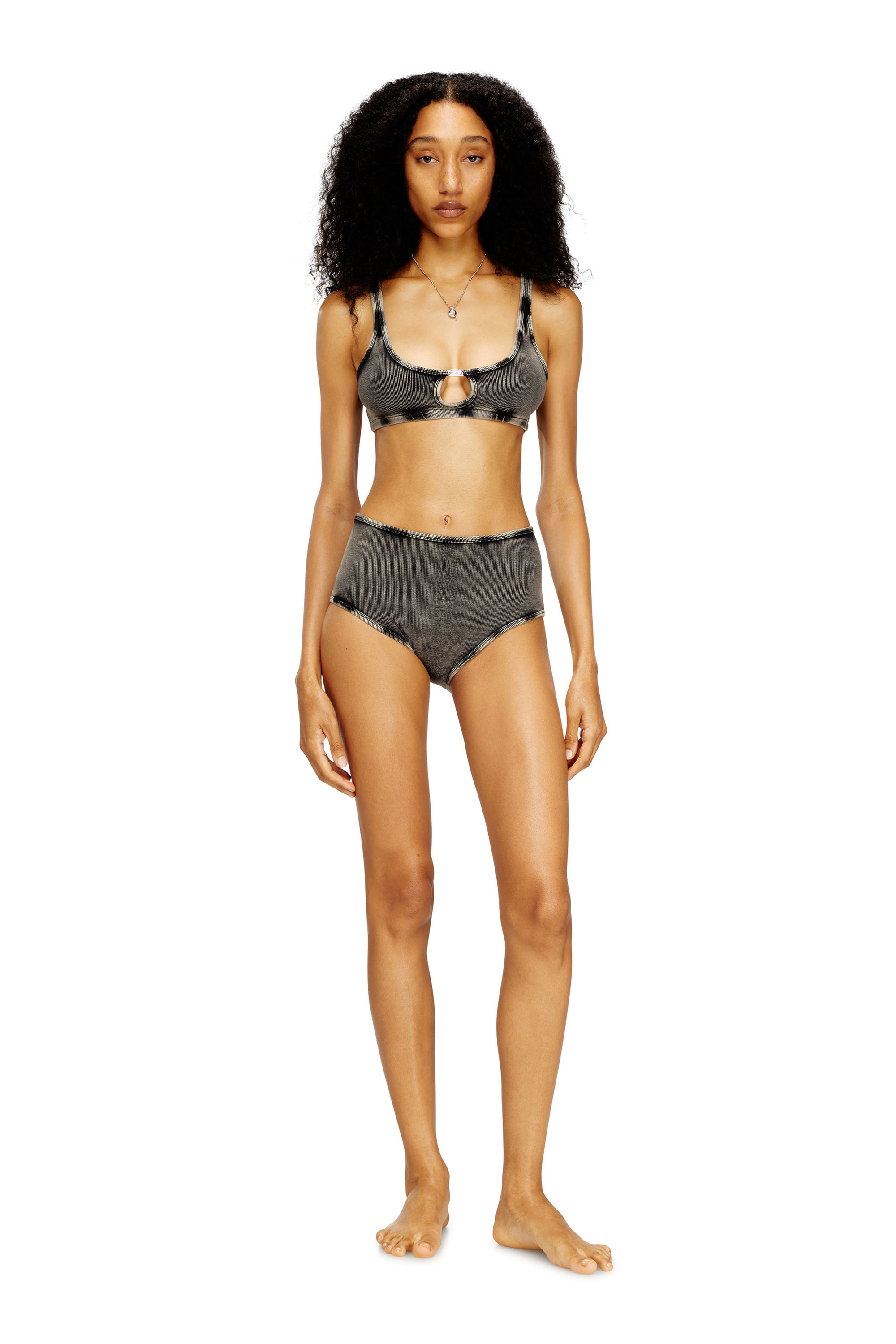 Diesel - FLORENCE-DNM, Woman's Soft bra in cotton rib with jewel Oval D in Grey - 2