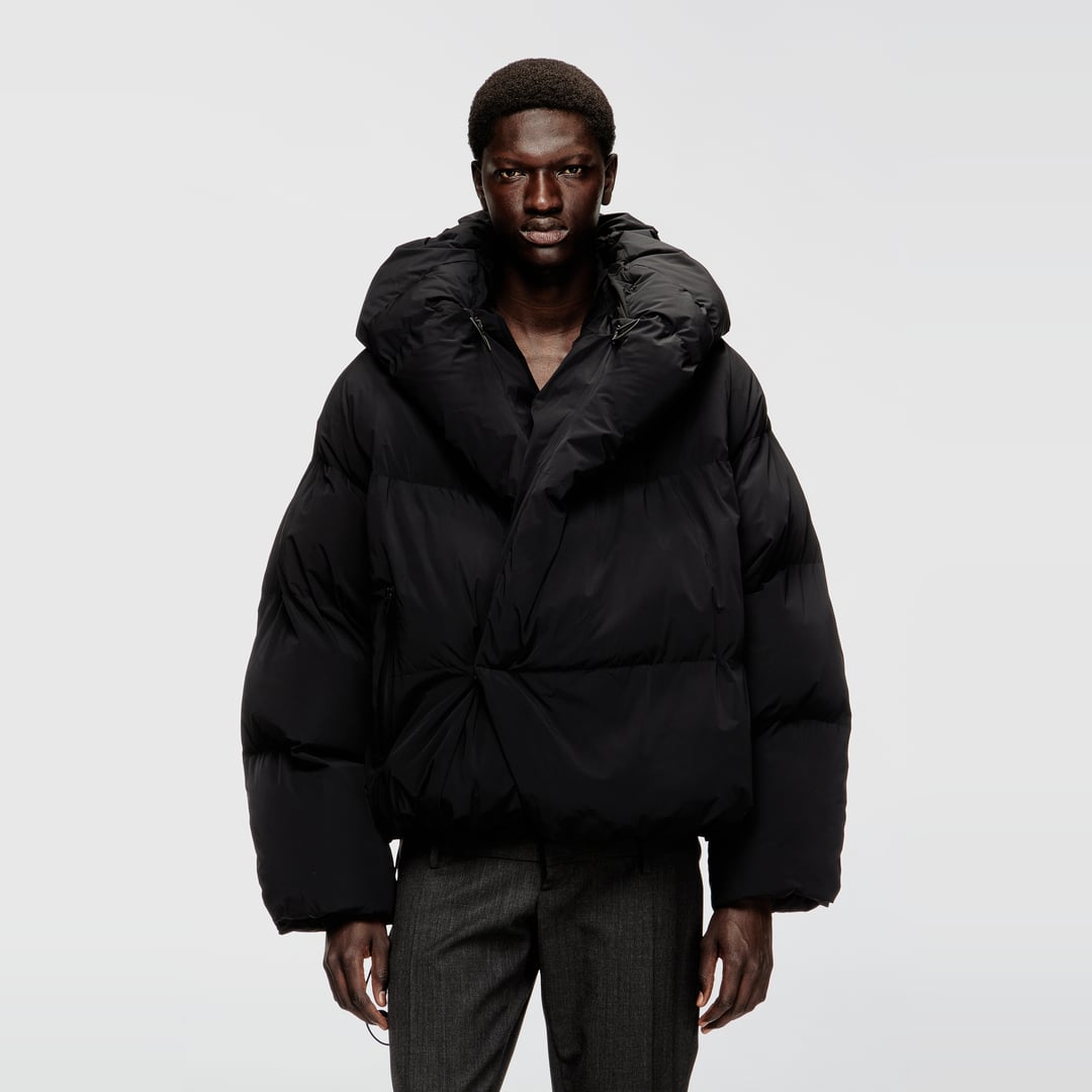 Diesel - Wrap puffer jacket in stretch nylon - Winter Jackets - Man - Black