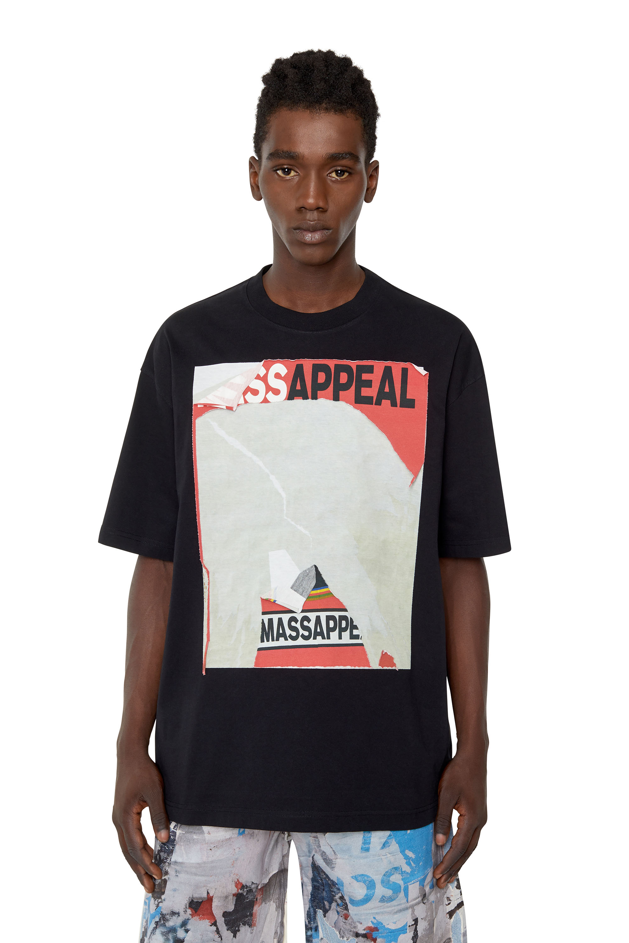 Diesel - T-shirt con applicazione con effetto peel-off - T-Shirts - Uomo - Nero