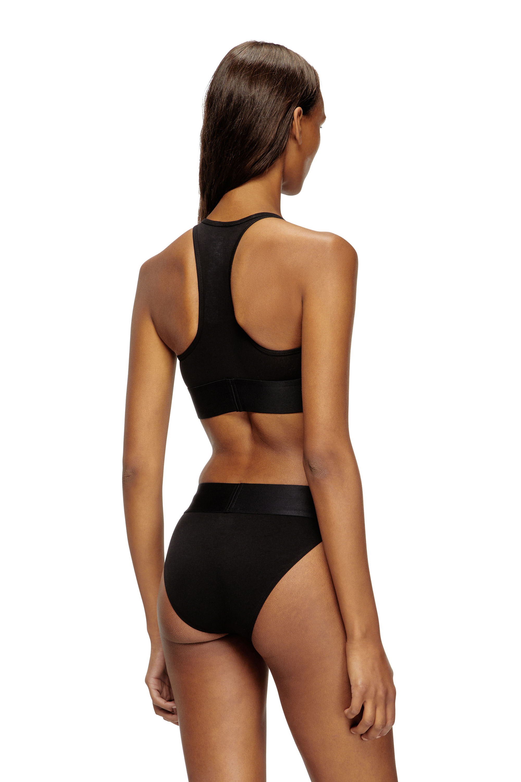 Diesel - UFSB-COTTON-RACE-BRALETTE-XL, Woman's Sports bra with cut-off logo in Black - 3