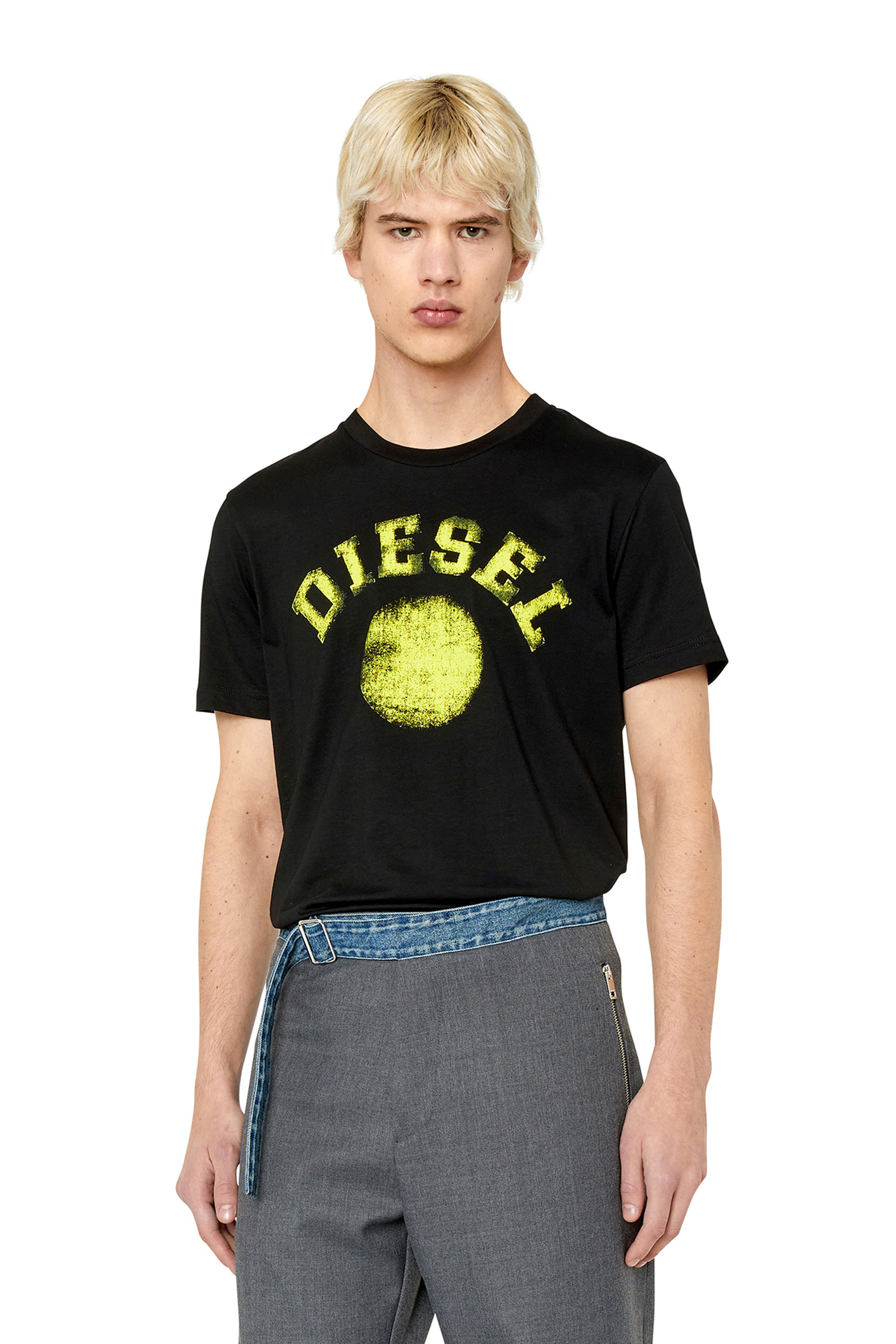 Diesel - T-shirt con stampa logo e cerchio - T-Shirts - Uomo - Nero