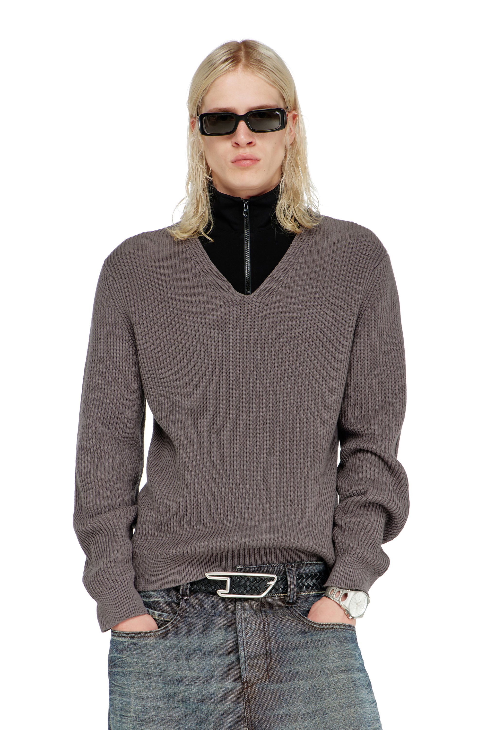 Diesel Herren Bunt - Pullover Mit Half-Zip Und Doppellagigem Kragen - Strickwaren Xxl